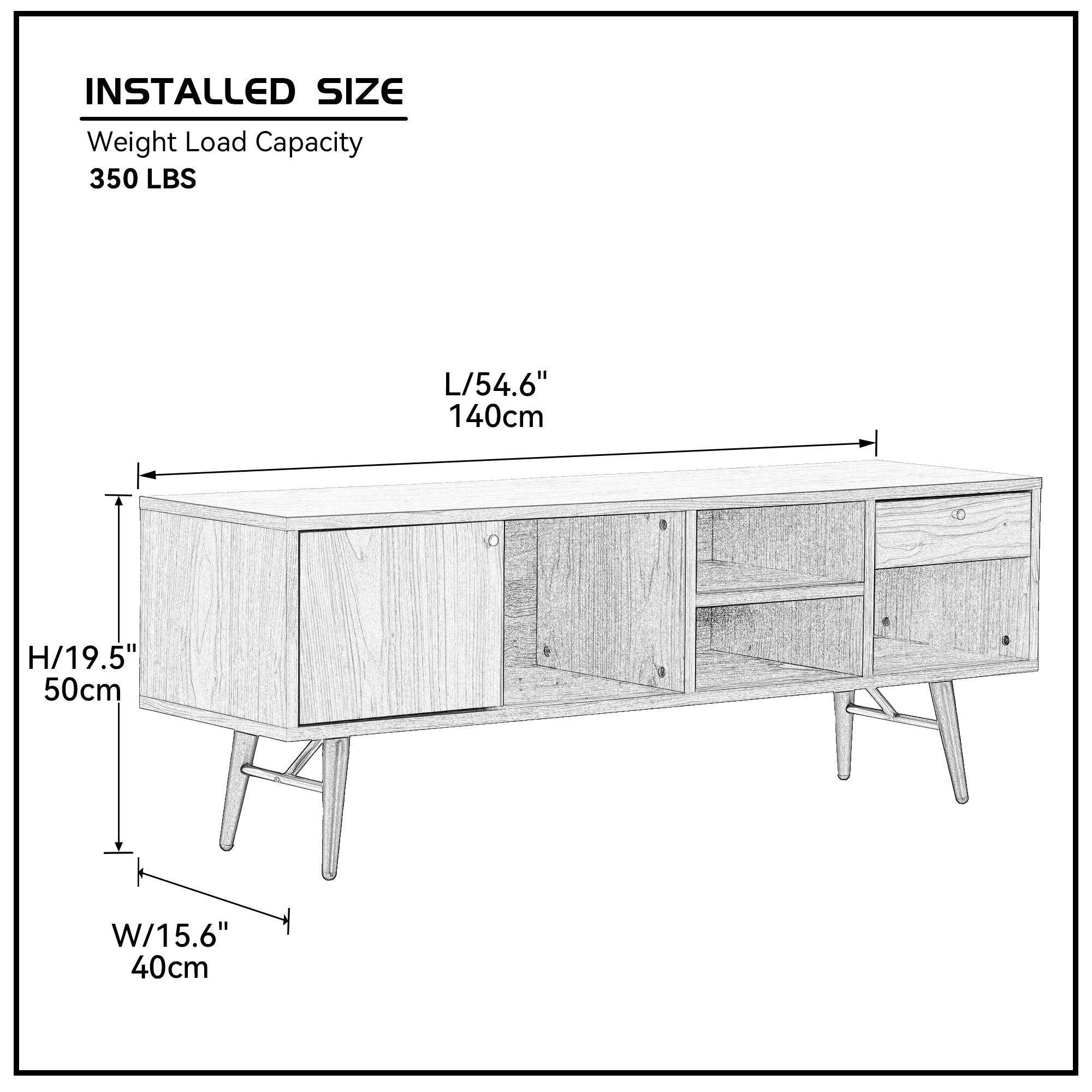 Mid-CenturyModern Low Profile Media Console TV Stand, Walnut