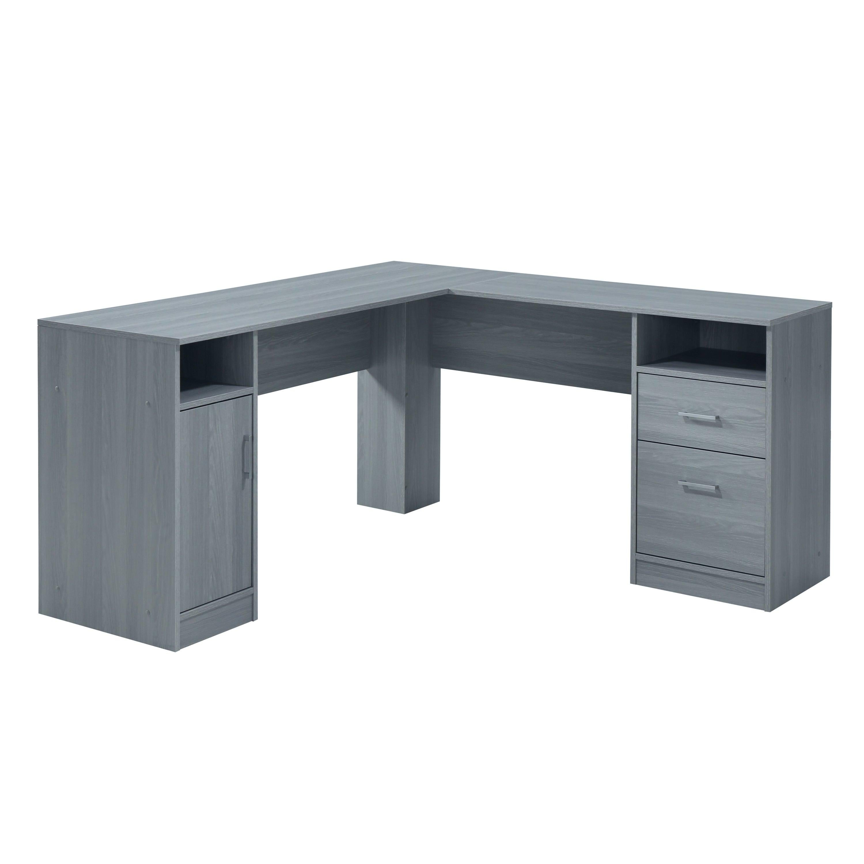 Techni Mobili Functional L-Shape Desk withStorage, Grey