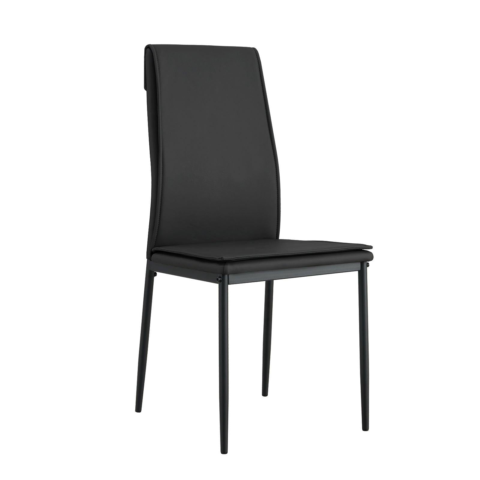 Dining chairs set of 4, Black Modern kitchen chair with metal leg