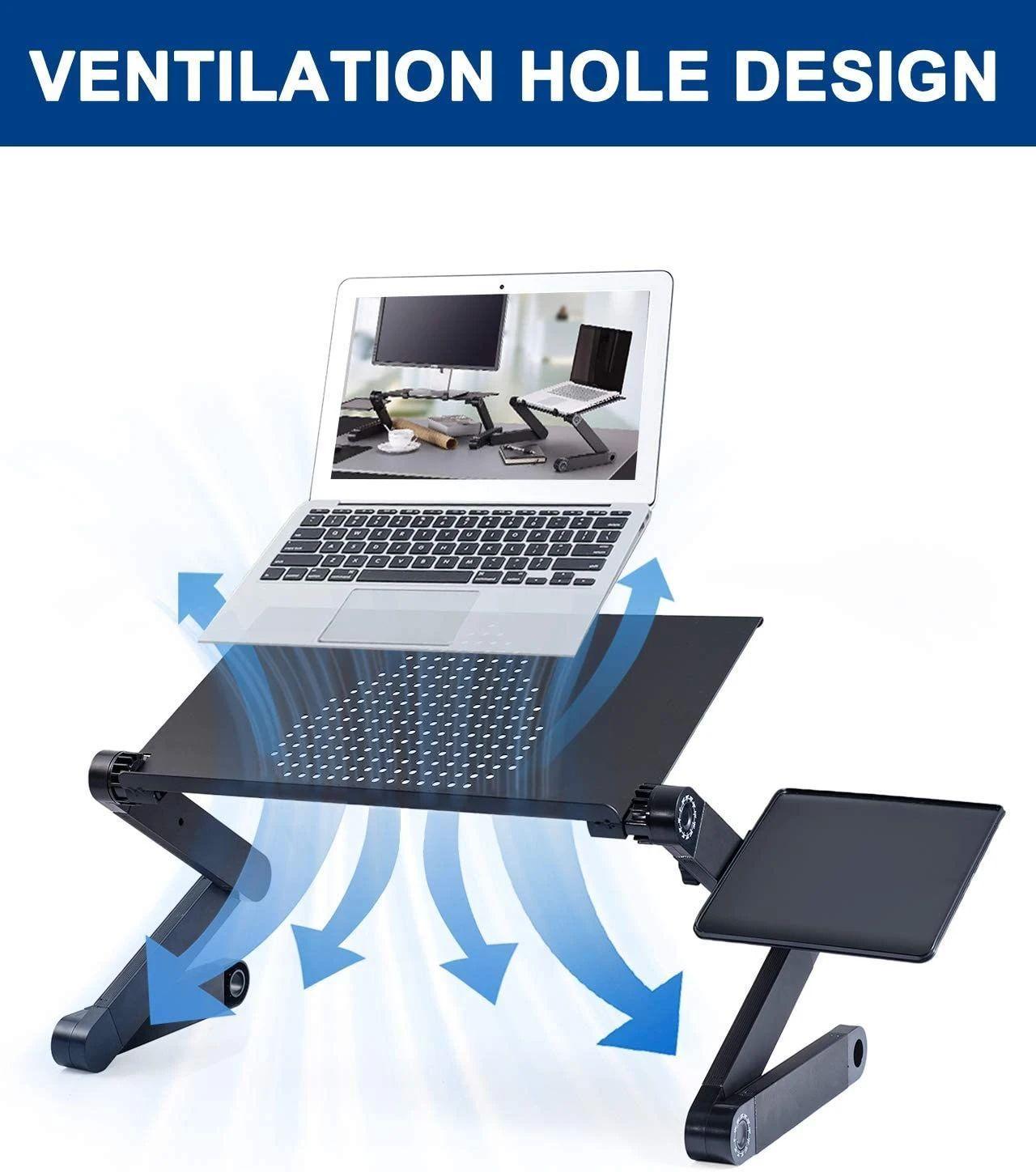 Adjustable Laptop Desk, Laptop Stand for Bed Portable Lap Desk Foldable Table Workstation Notebook Riser with Mouse Pad, Ergonomic Computer Tray Reading Holder Bed Tray Standing Desk