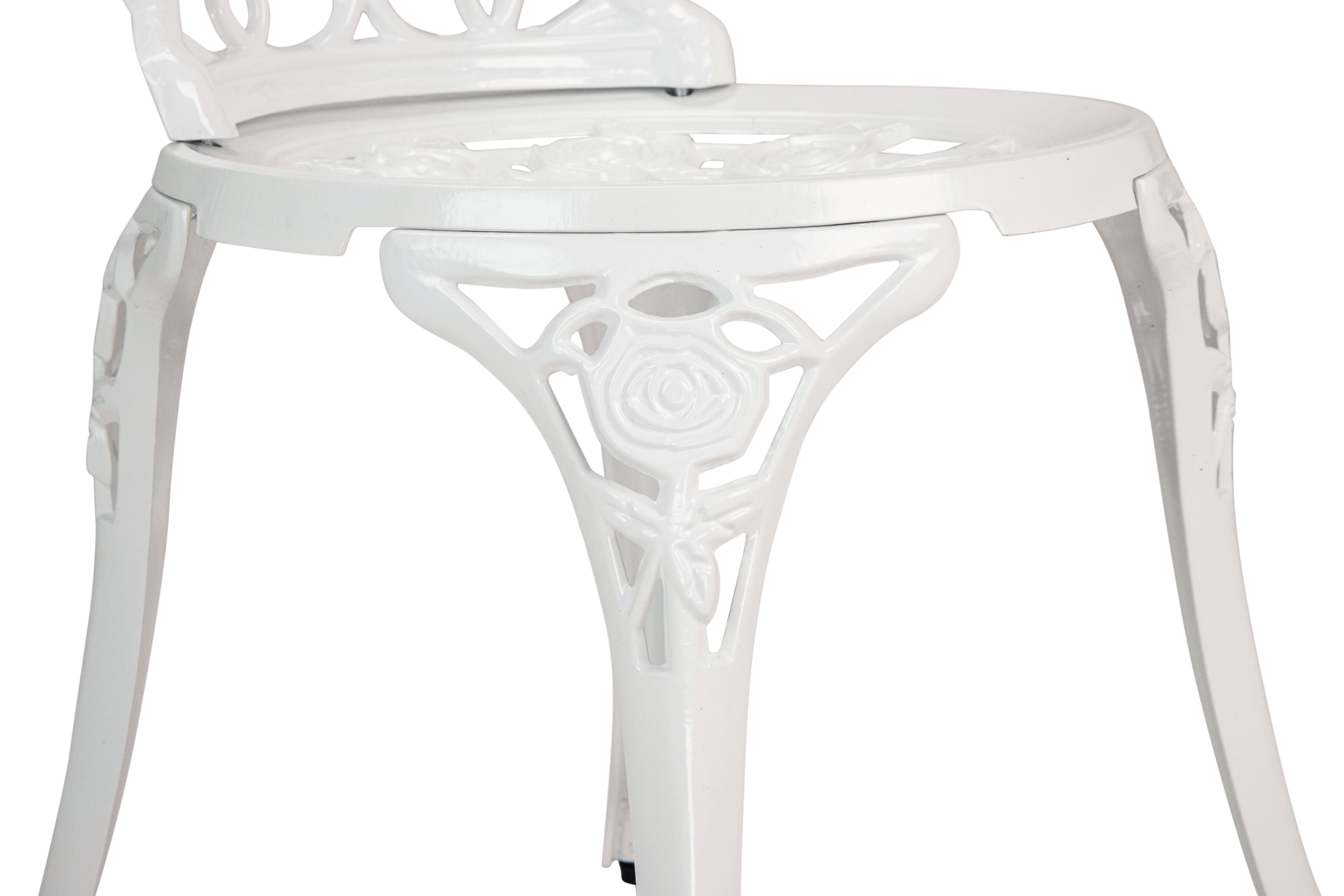 Bistro Table Set, White Rose 3 Piece, Outdoor Patio Table and Chairs Furniture, Durable Rust Weather Resistance，Rose White