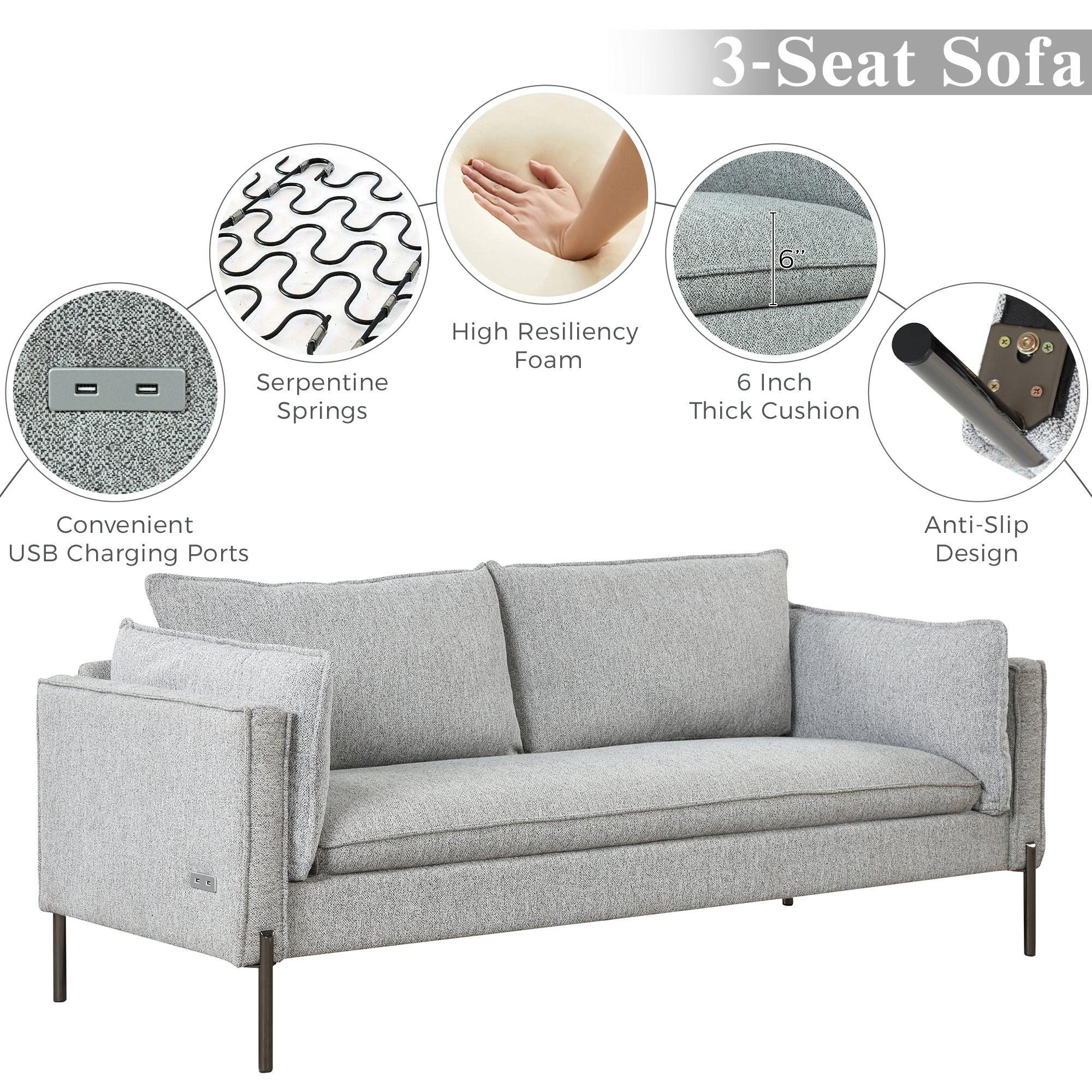 2 Piece Sofa SetsModern Linen Fabric Upholstered  Loveseat and 3 Seat Couch Set Furniture for Different Spaces,Living Room,Apartment(2+3 seat)