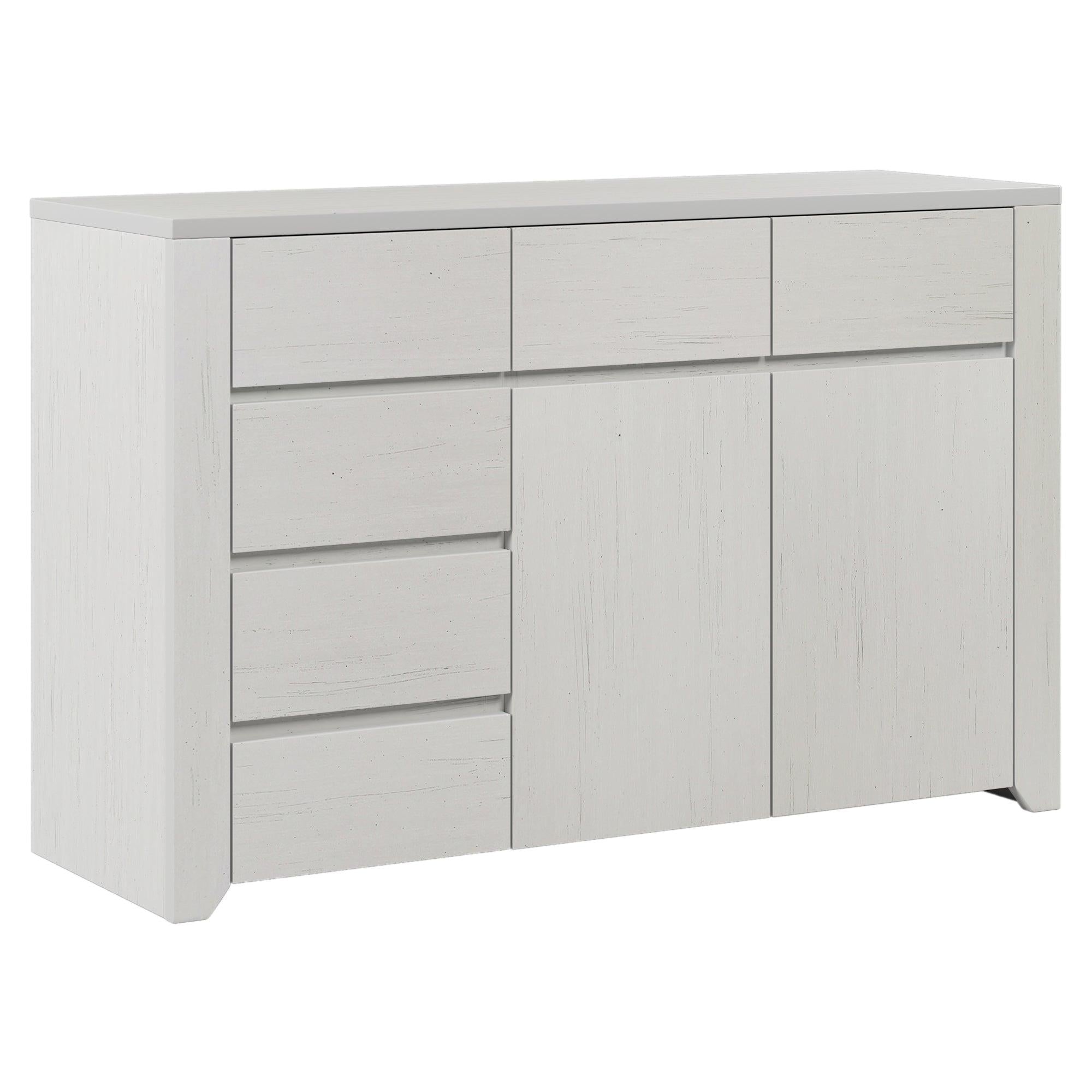 Simple Style Manufacture Wood Dresser with Wood Grain Sticker Surfaces Six Drawers and Two Level Cabinet LargeStorage Space for Living Room Bedroom Guest Room Children’s Room, Stone Gray