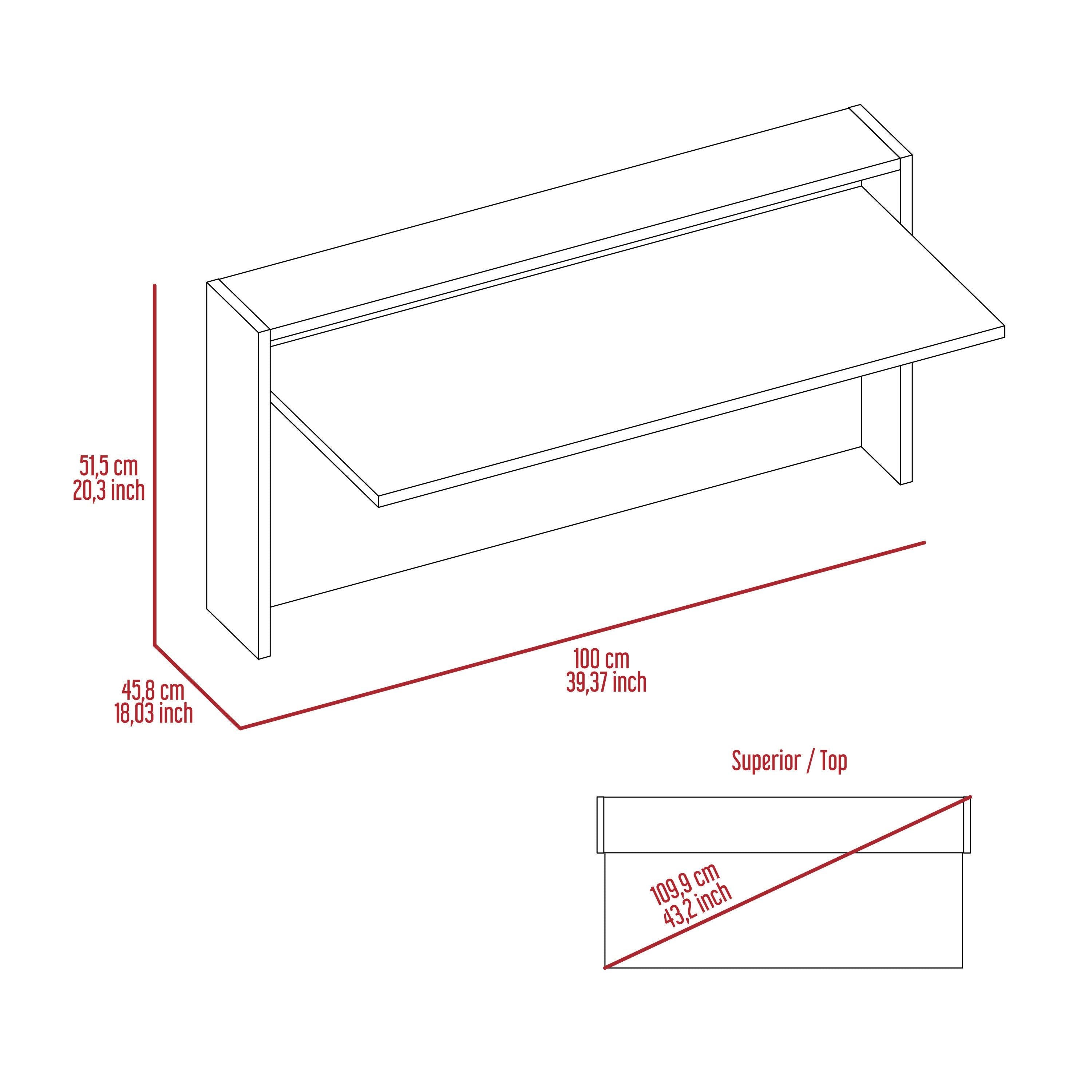 Collier Rectangle Floating Desk Light Oak and White