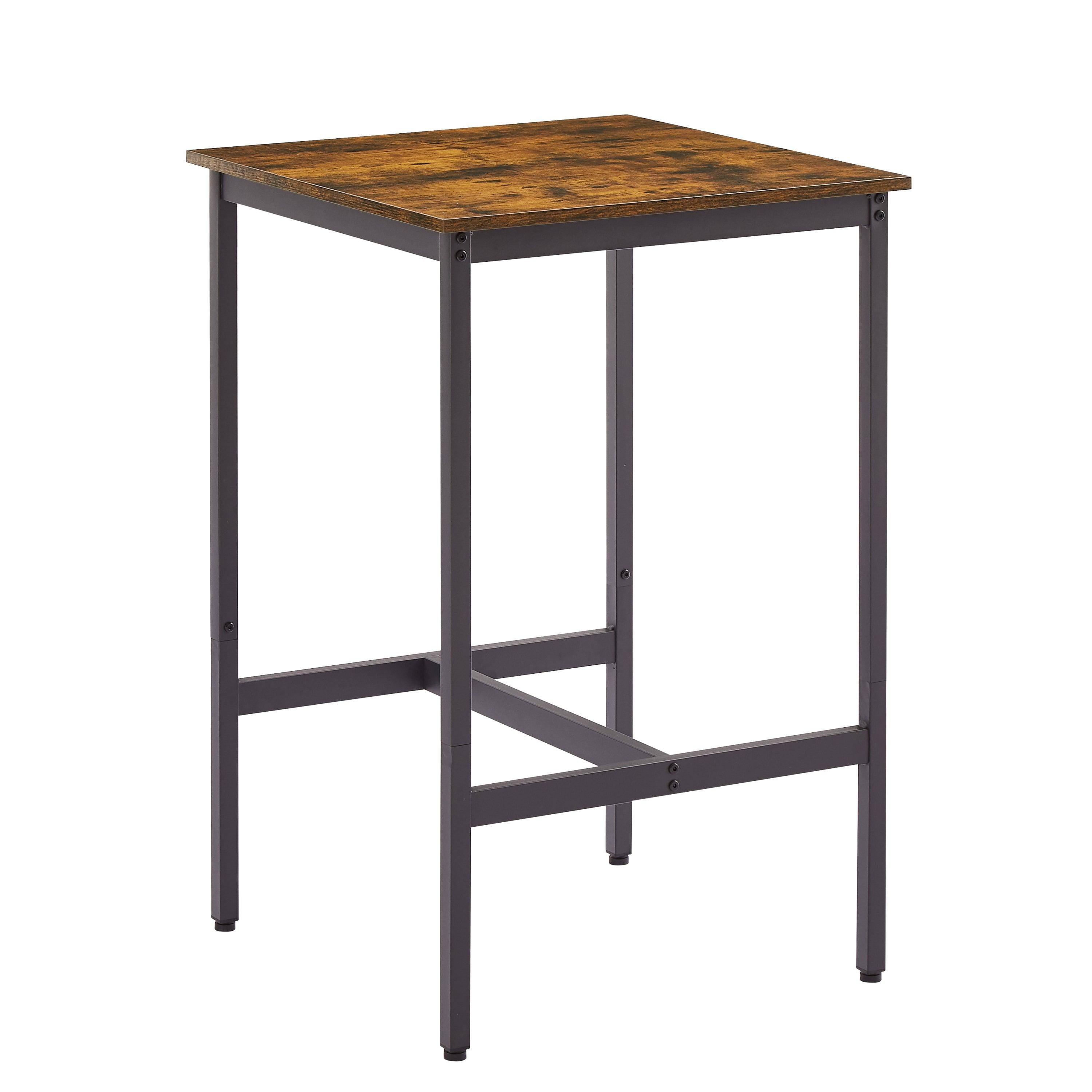 Bar Table Set with 2 Bar stools PU Soft seat with backrest (Rustic Brown，23.62’’w x 23.62’’d x 35.43’’h)