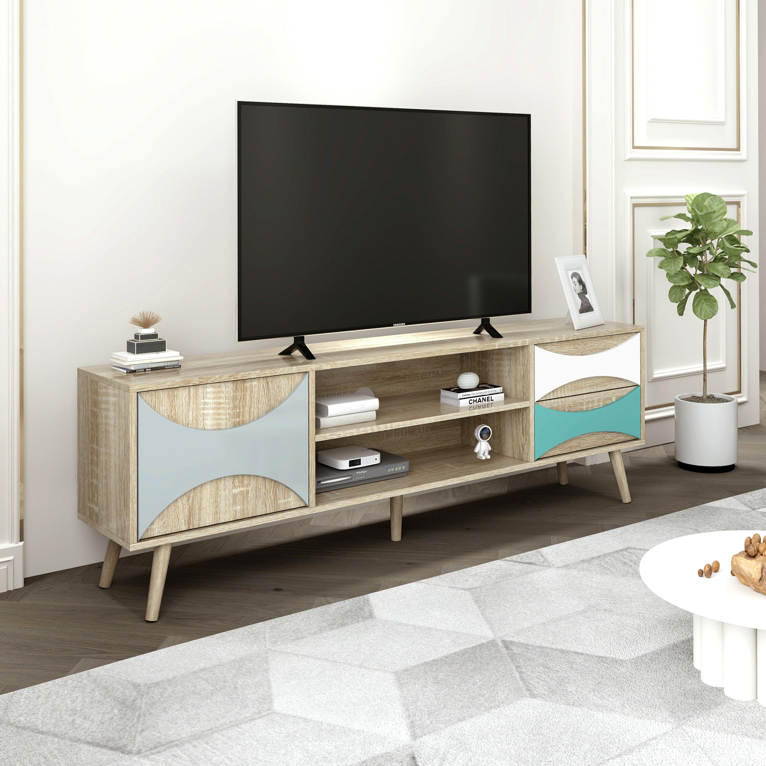 TV Stand withStorage Cabinet and Shelves, TV Console Table for Living Room