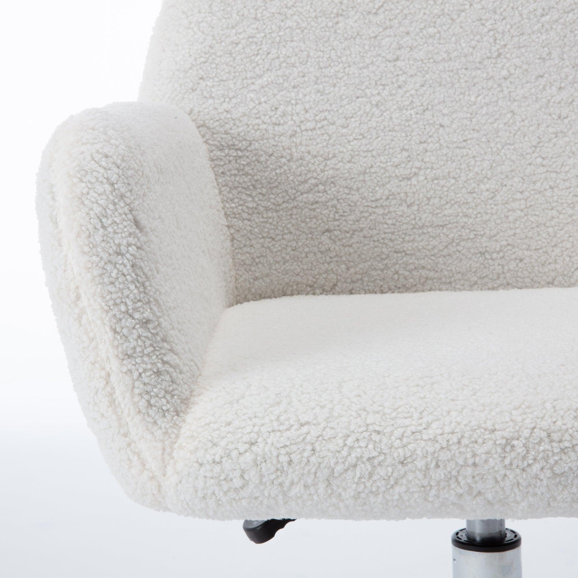 Faux Fur Home Office Chair,Fluffy Fuzzy Comfortable Makeup Vanity Chair ,Swivel Desk Chair Height Adjustable Dressing Chair for Bedroom