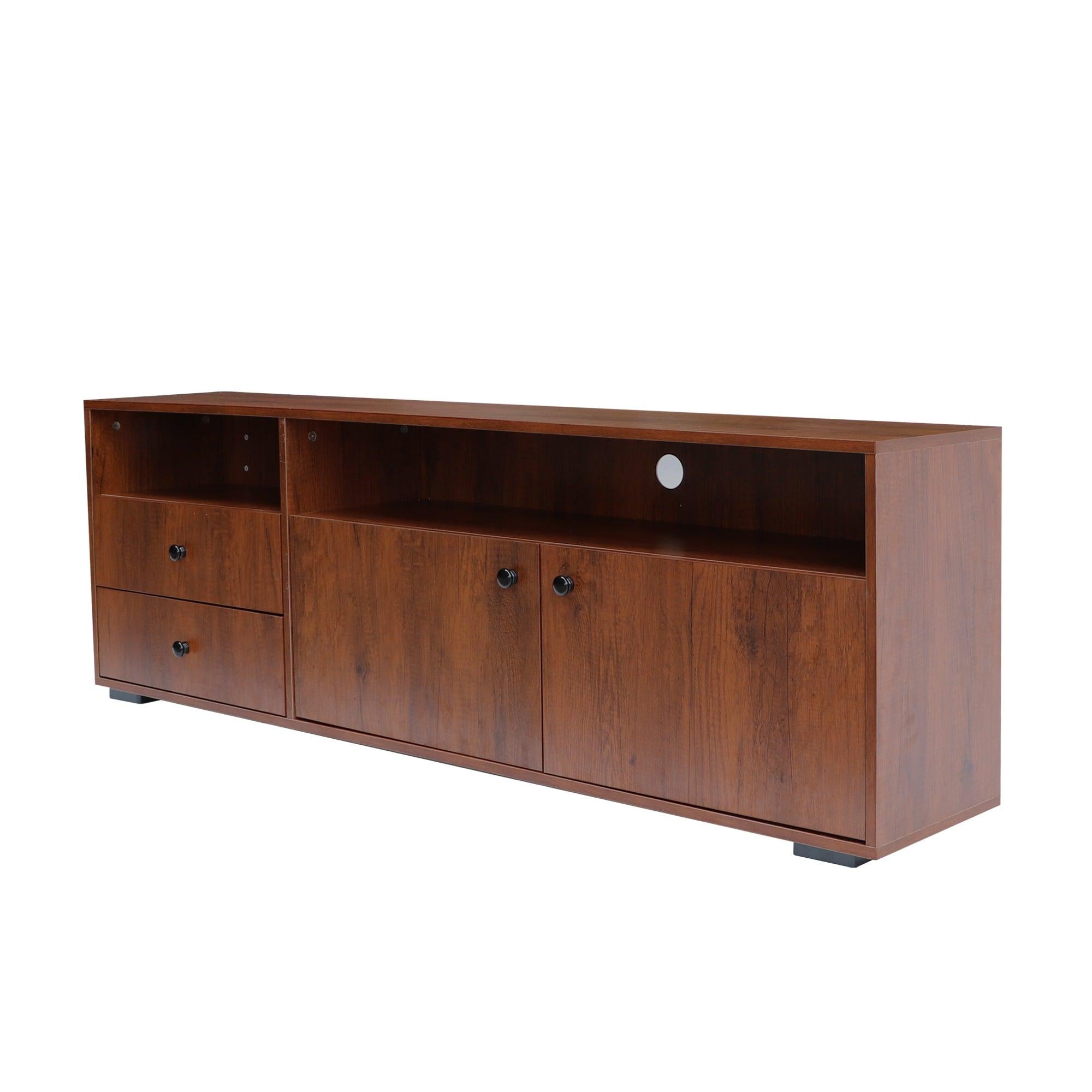 62.99 "Modern style multi-storage dark brown slide rail TV cabinet