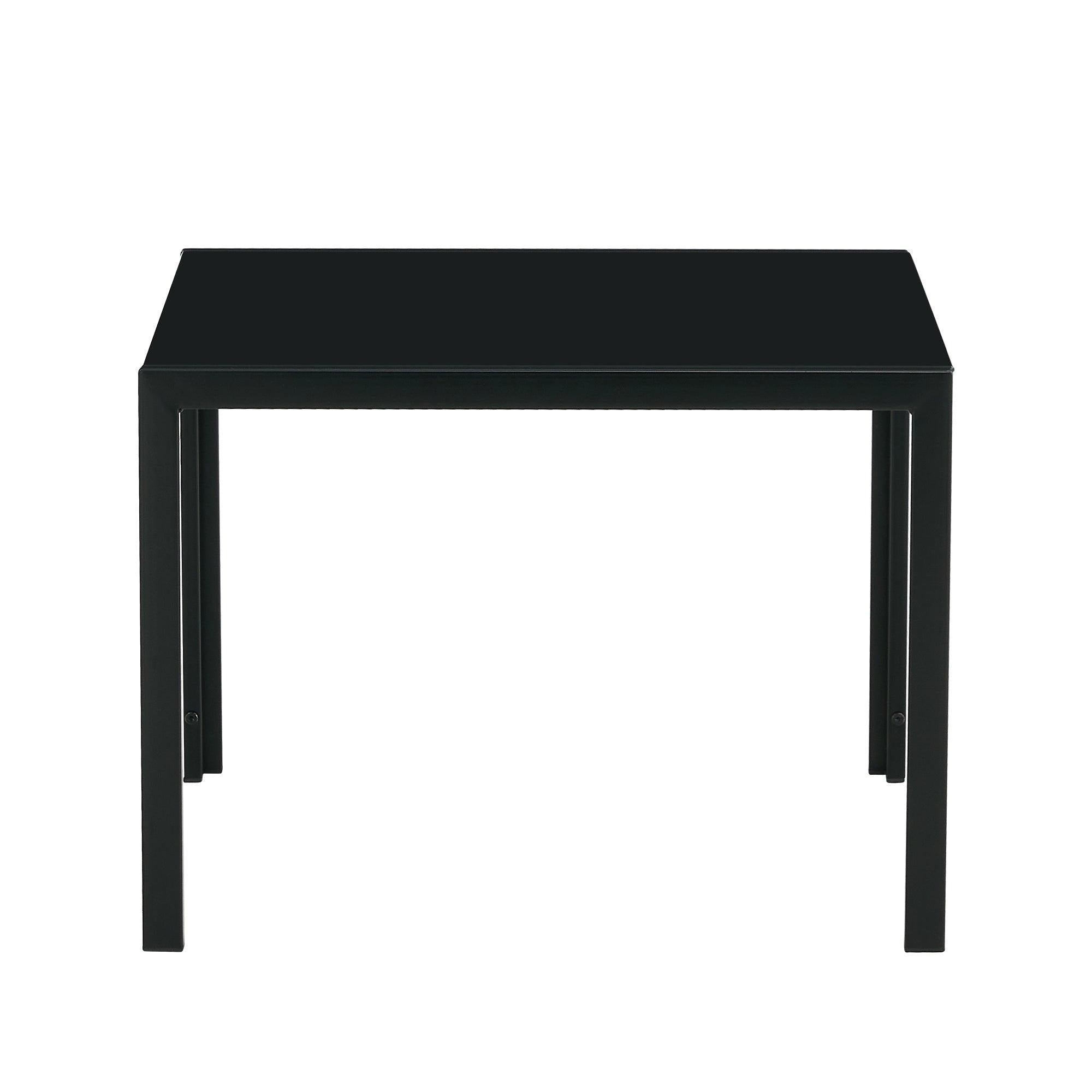 Coffee Table Set of 2, SquareModern Table with Tempered Glass Finish for Living Room,Black