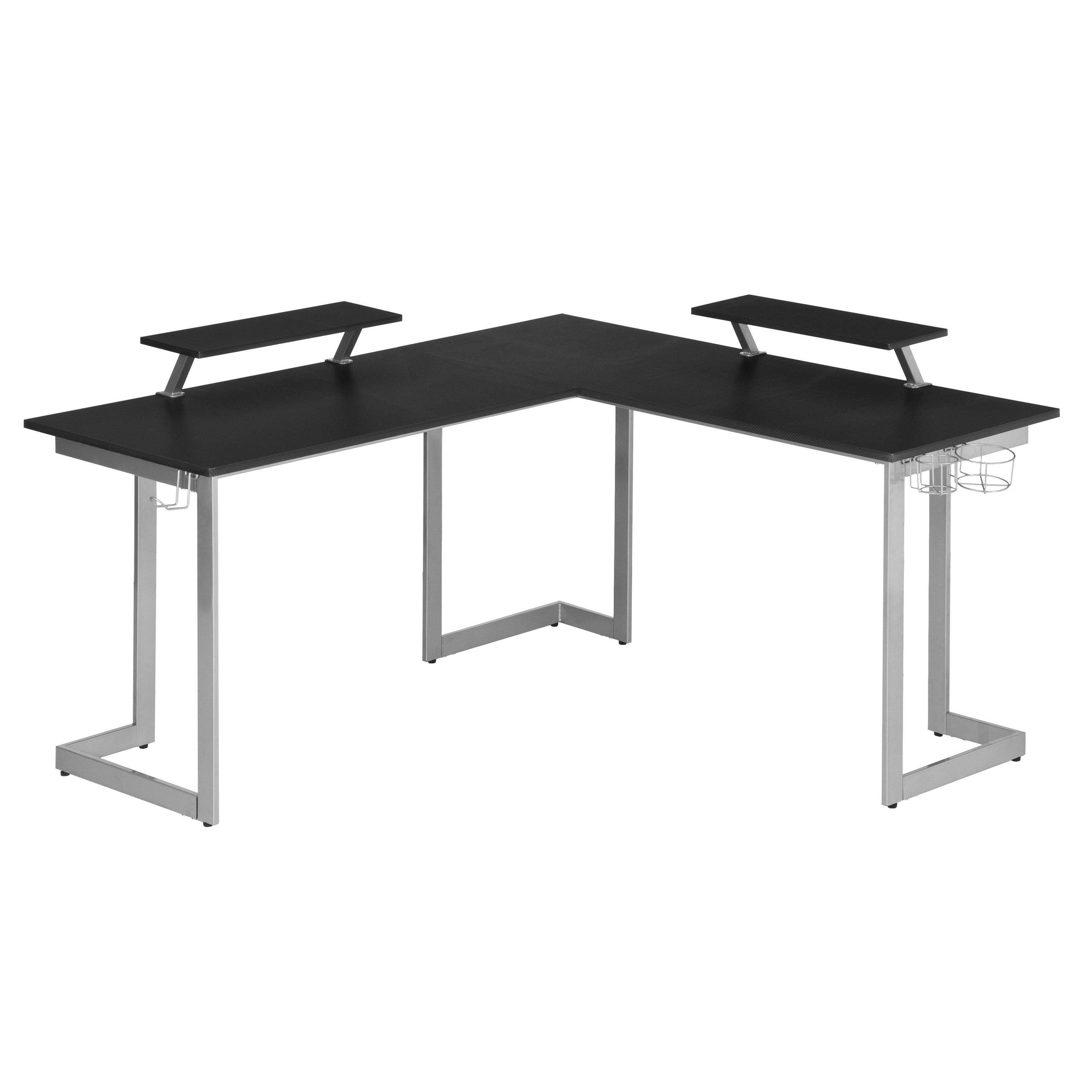 Techni Sport Warrior L-Shaped Gaming Desk, Black