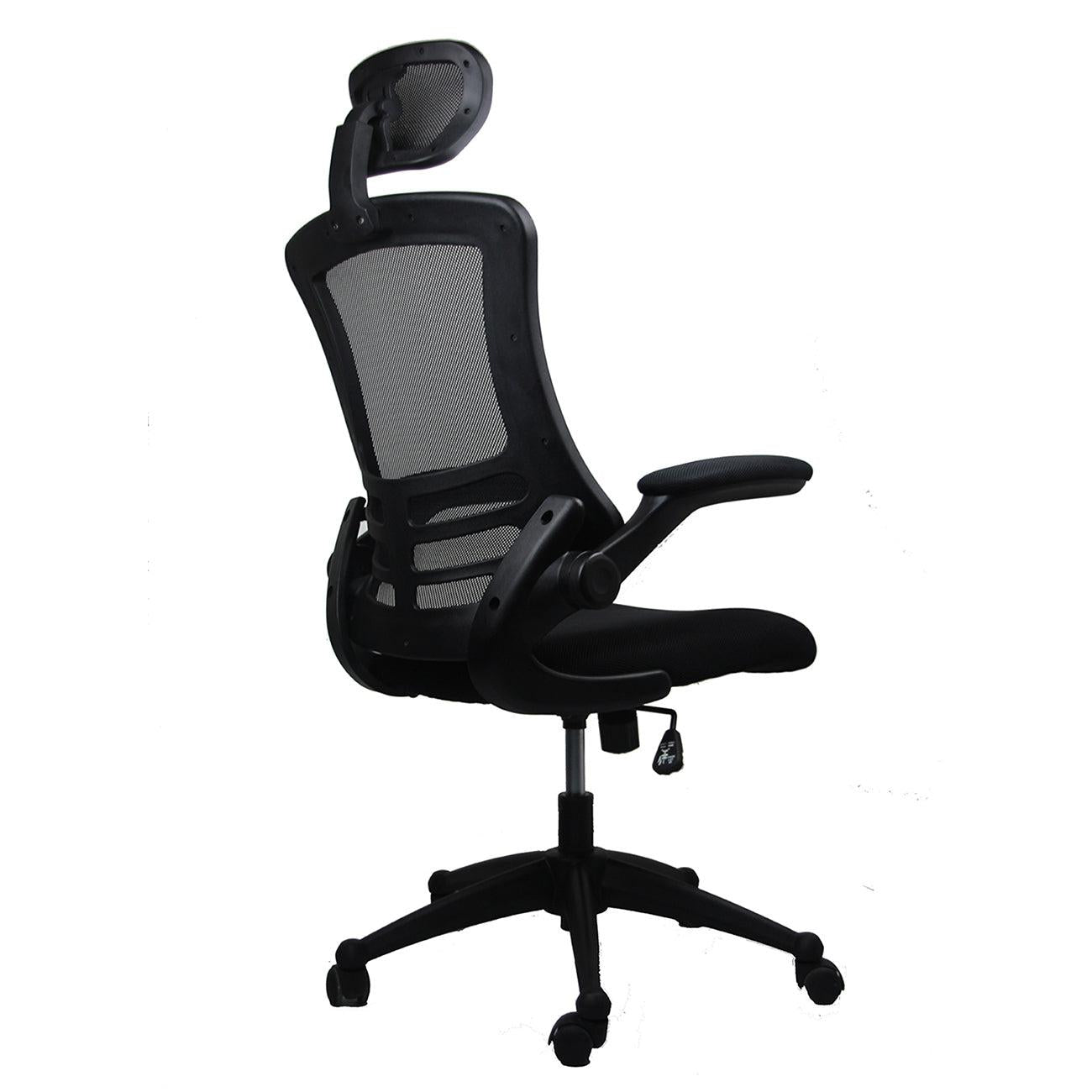 Techni MobiliModern High-Back Mesh Executive Office Chair with Headrest and Flip-Up Arms, Black