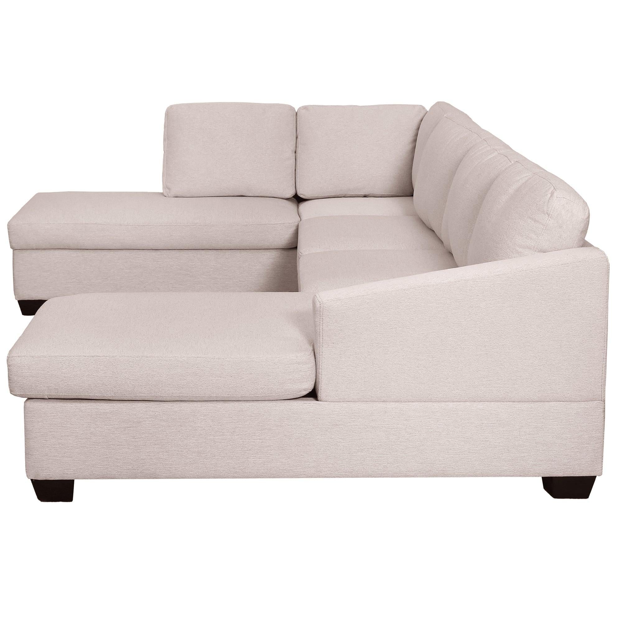 Modern Large  U-Shape Sectional Sofa, Double Extra Wide Chaise Lounge Couch,  Beige