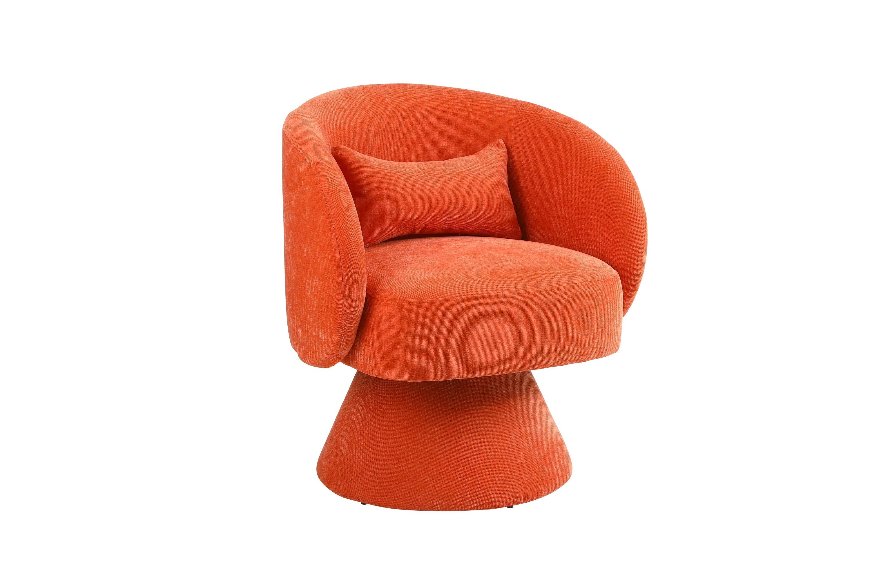 Swivel Accent Chair Armchair, Round Barrel Chair in Fabric for Living Room Bedroom(Orange)