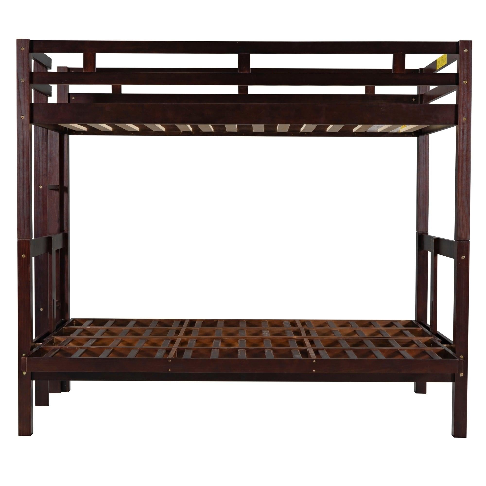 Twin over Full Bunk Bed,Down Bed can be Converted into Daybed,Espresso