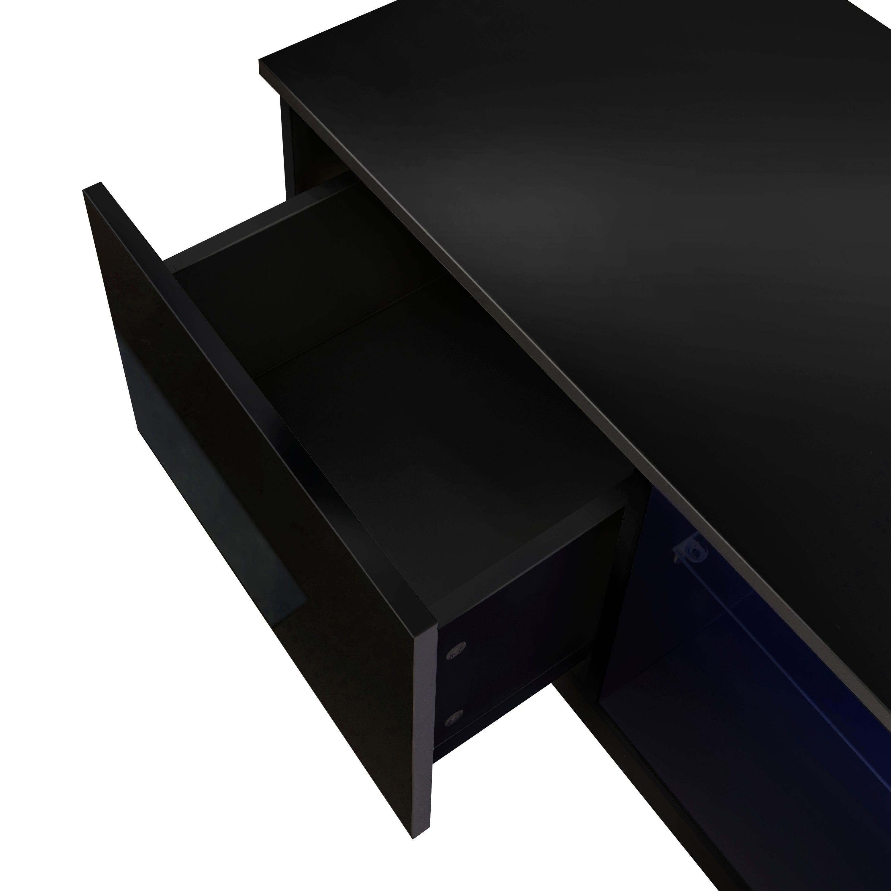 TV Cabinet Wholesale, Black  TV Stand with LED Lights