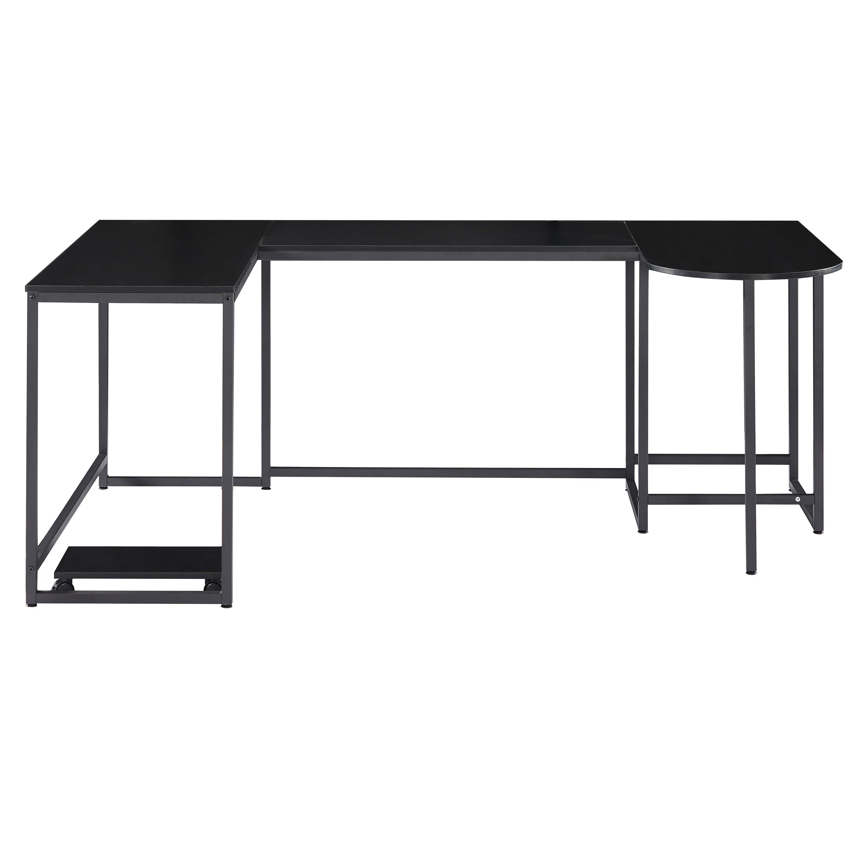 U-shaped Computer Desk, Industrial Corner Writing Desk with CPU Stand, Gaming Table Workstation Desk for Home Office (Black)