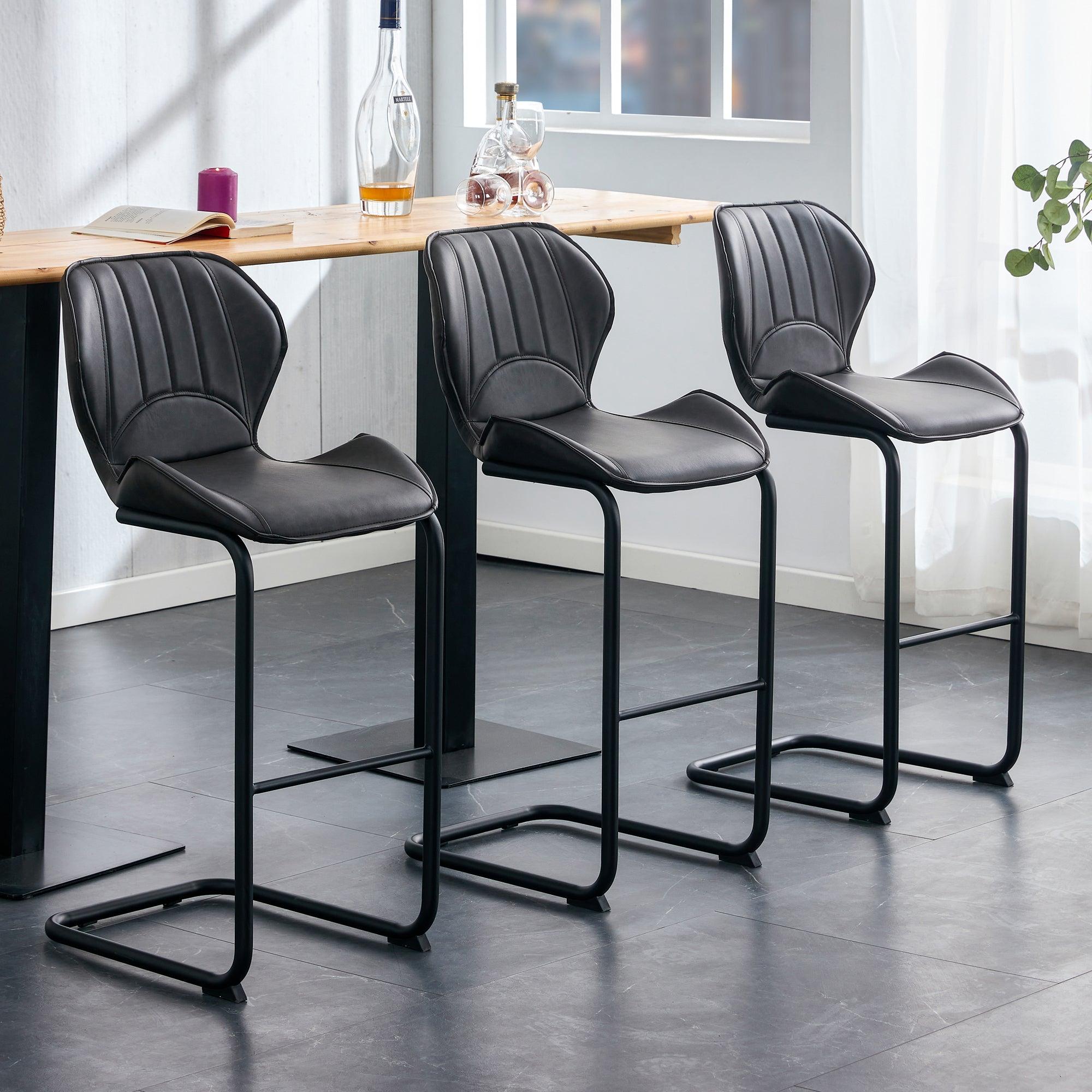 Bar chairModern design for dining and kitchen barstool with metal legs set of 4 (Brown)