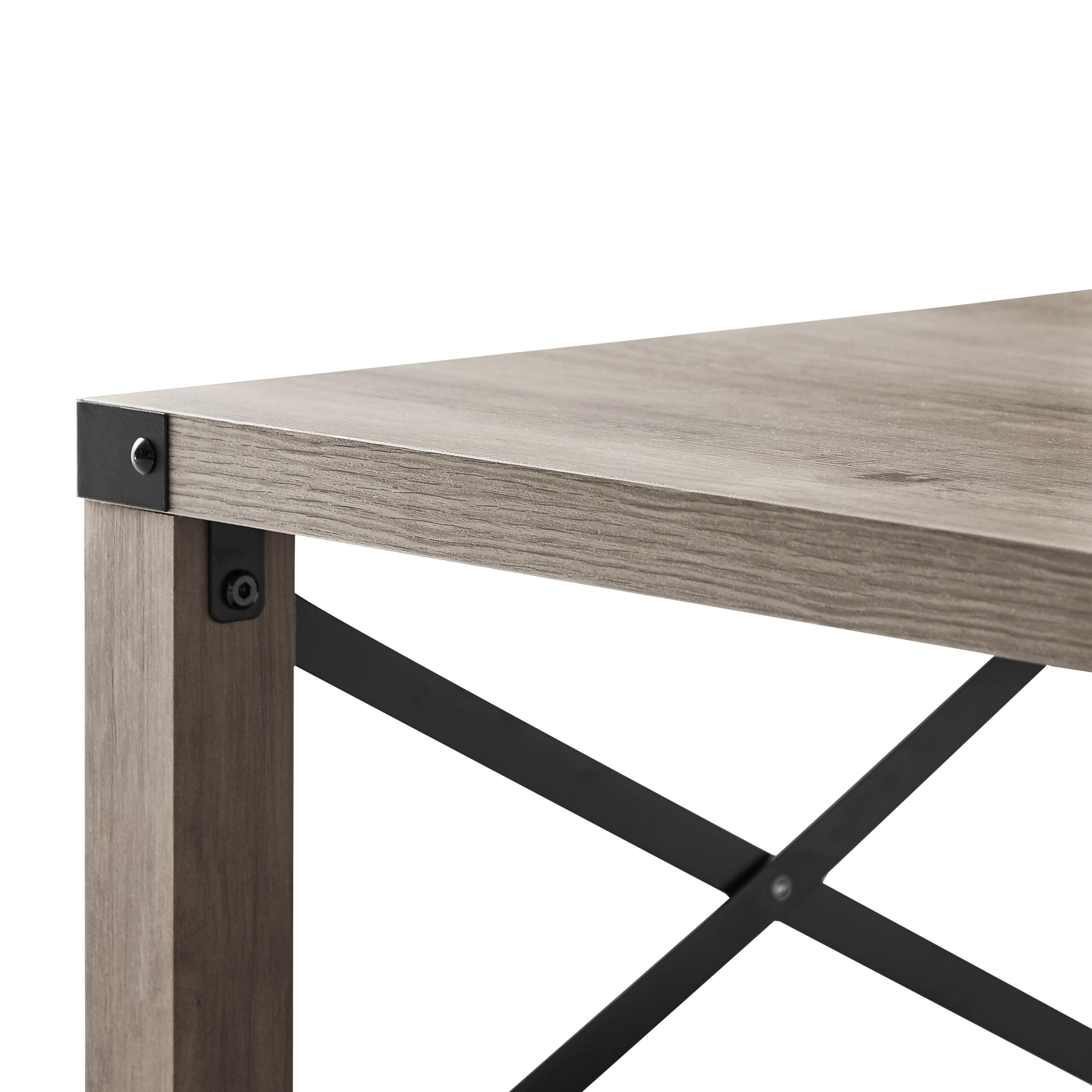 2-TierModern Farmhouse Coffee Table, Wood Rectangle Cocktail Table with Metal X- Frame (Gray, 40.94" w x 21.65" d x 17.91" h)