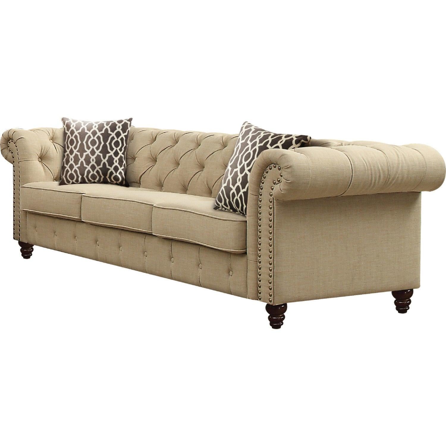 ACME Aurelia Sofa w/2 Pillows, Beige Linen 52420