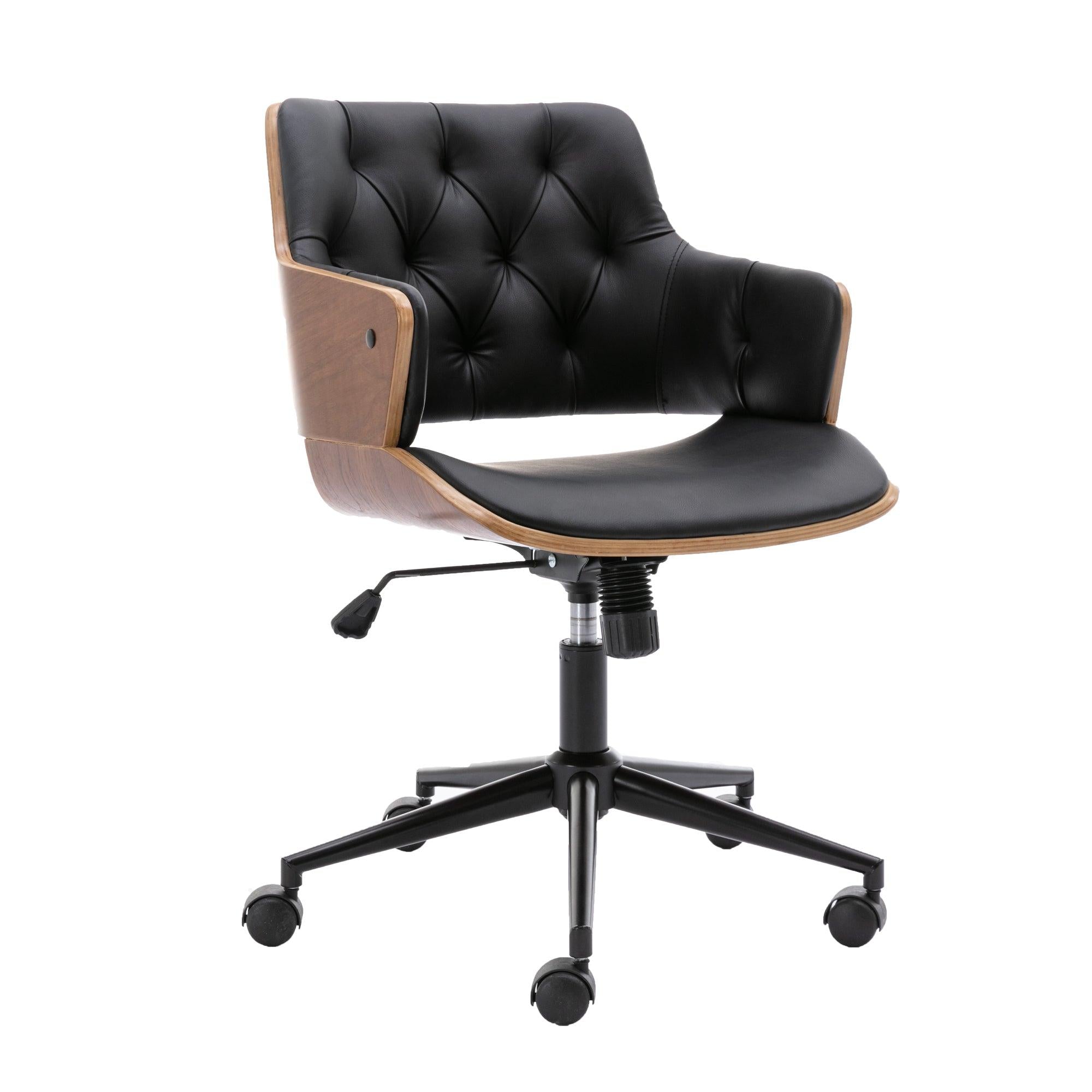 Bentwood Adjustable Office Chair , black PU Leather Upholstery and black foot