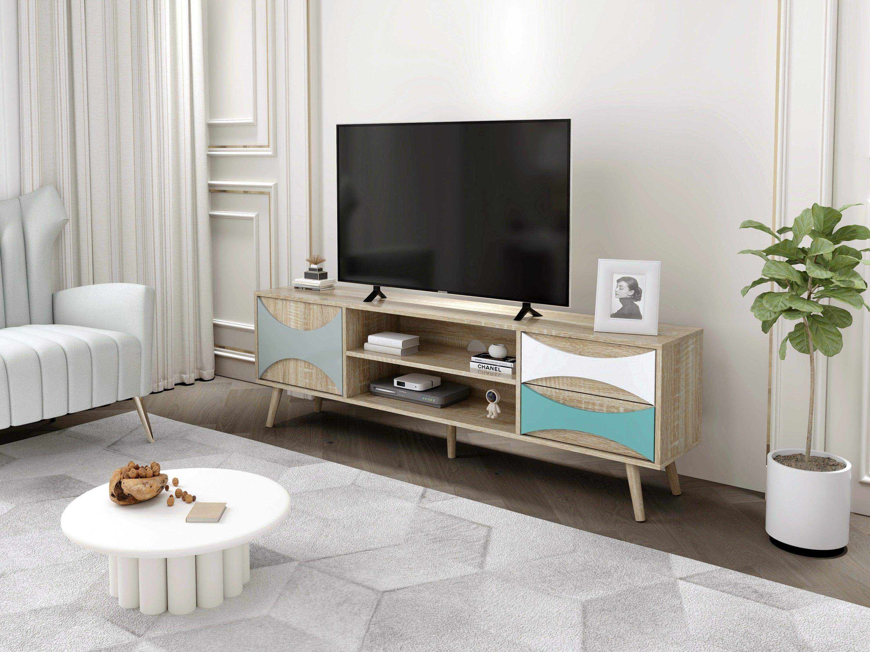 TV Stand withStorage Cabinet and Shelves, TV Console Table for Living Room