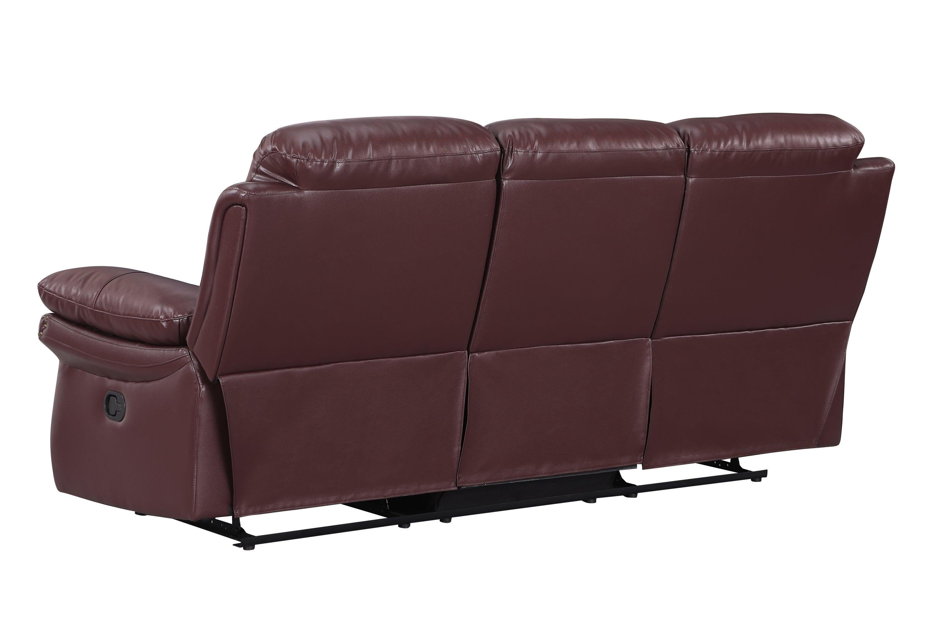 Global United  Leather Air Upholstered Reclining Sofa with Fiber Back