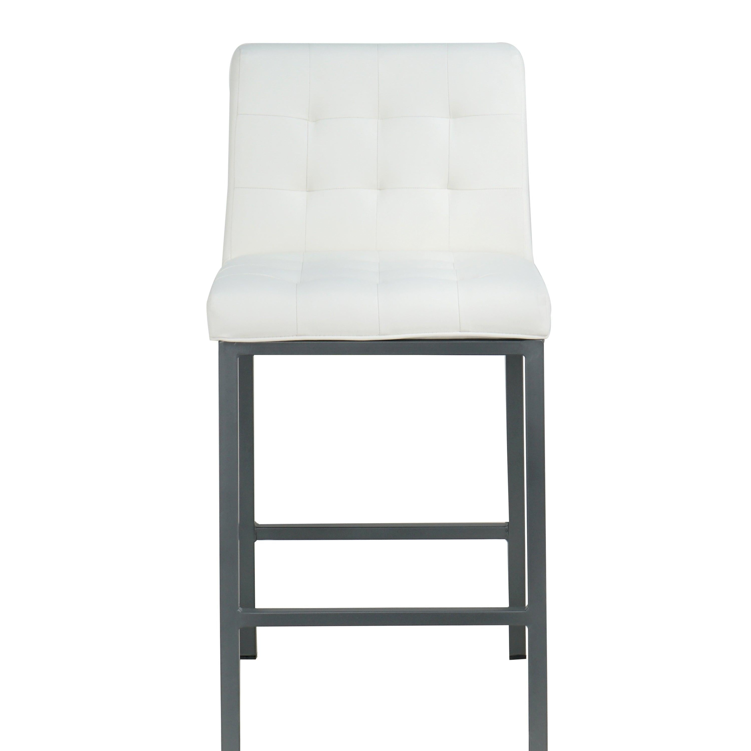 CheapModern Design High Counter Stool metal legs Kitchen Restaurant white pu Bar Chair(set of 2)