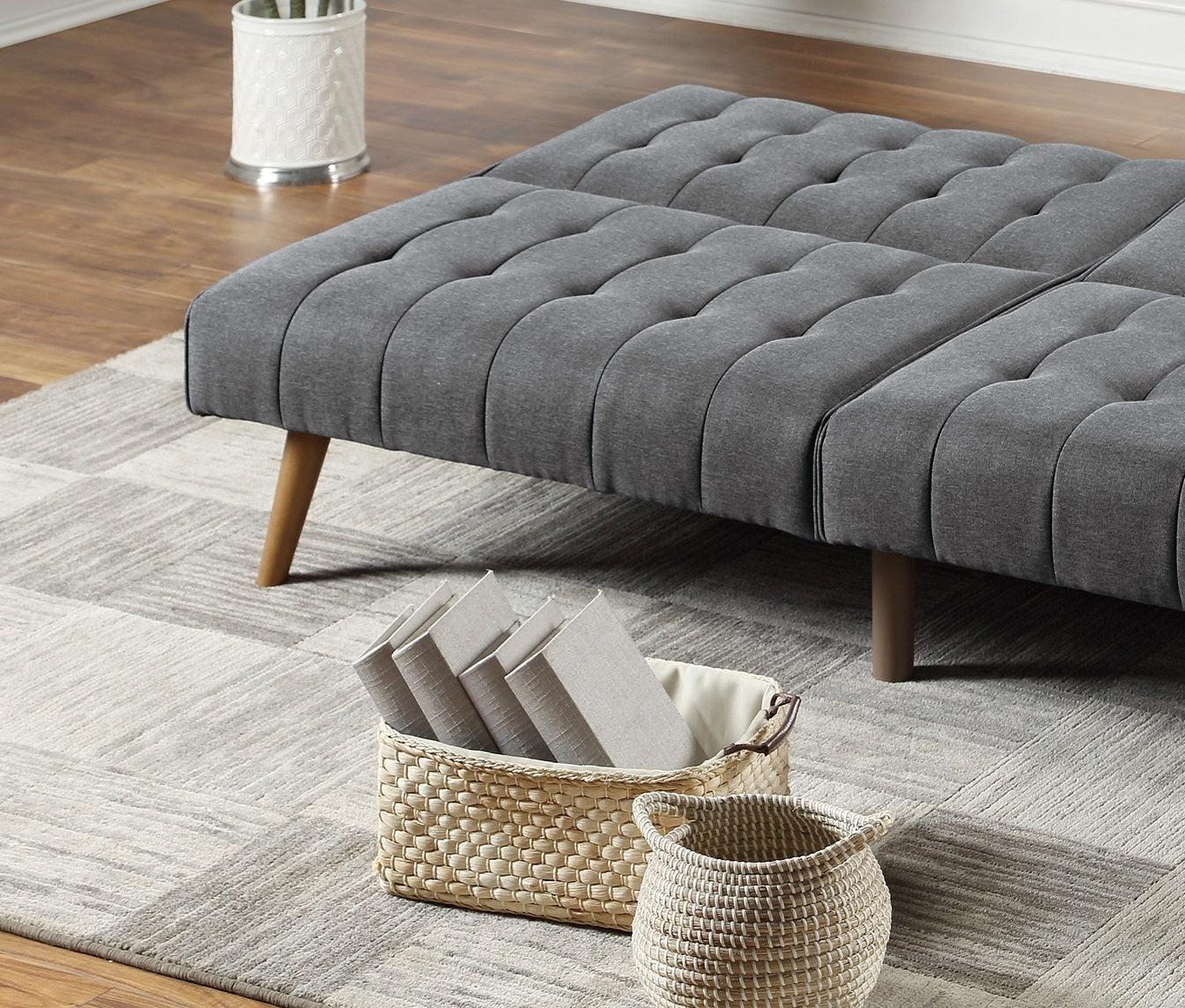 Blue GreyModern Convertible Sofa 1pc Set Couch Polyfiber Plush Tufted Cushion Sofa Living Room Furniture Wooden Legs