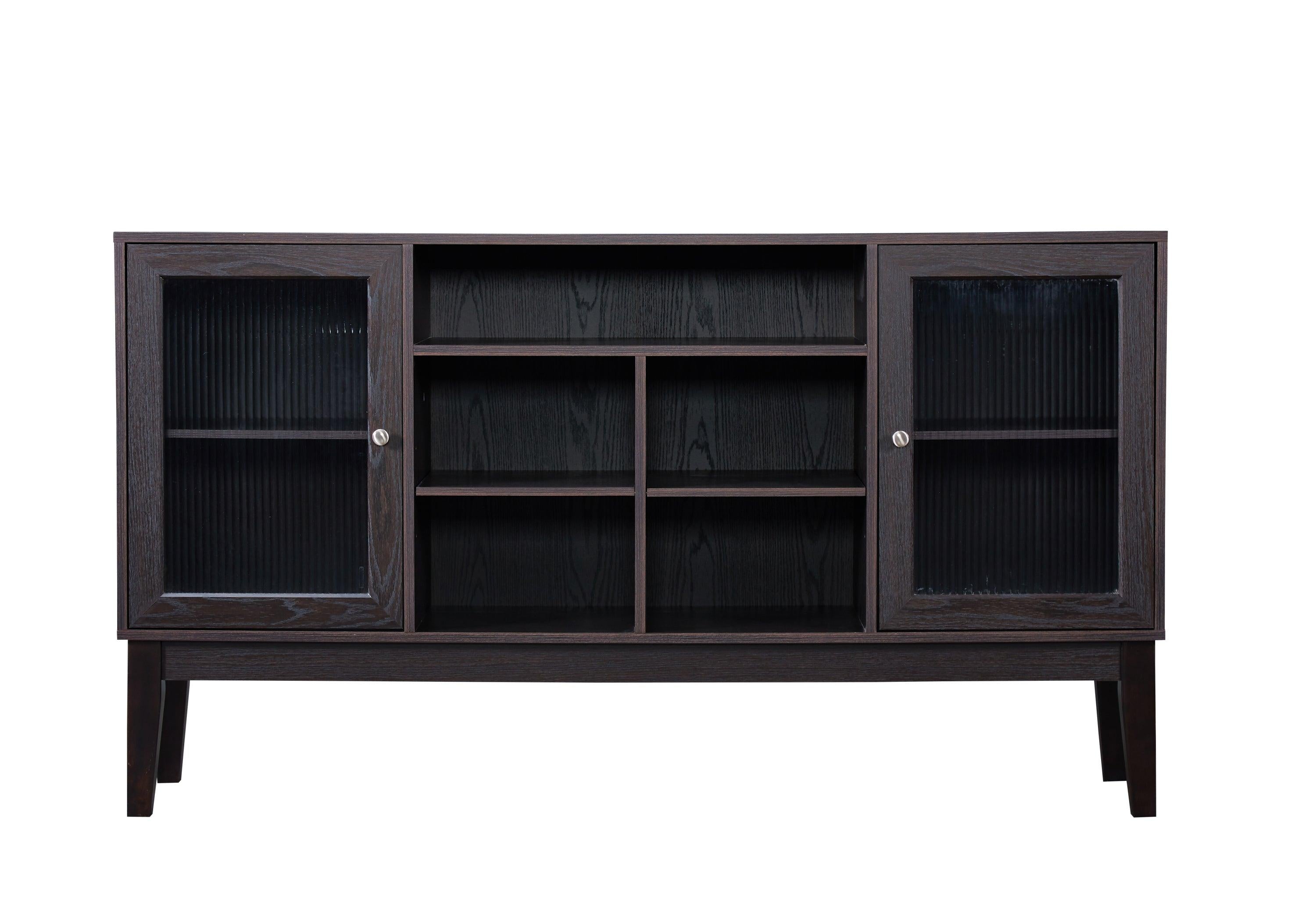 60" Wood TV Stand Console with 4 doors & Solid Wood Legs