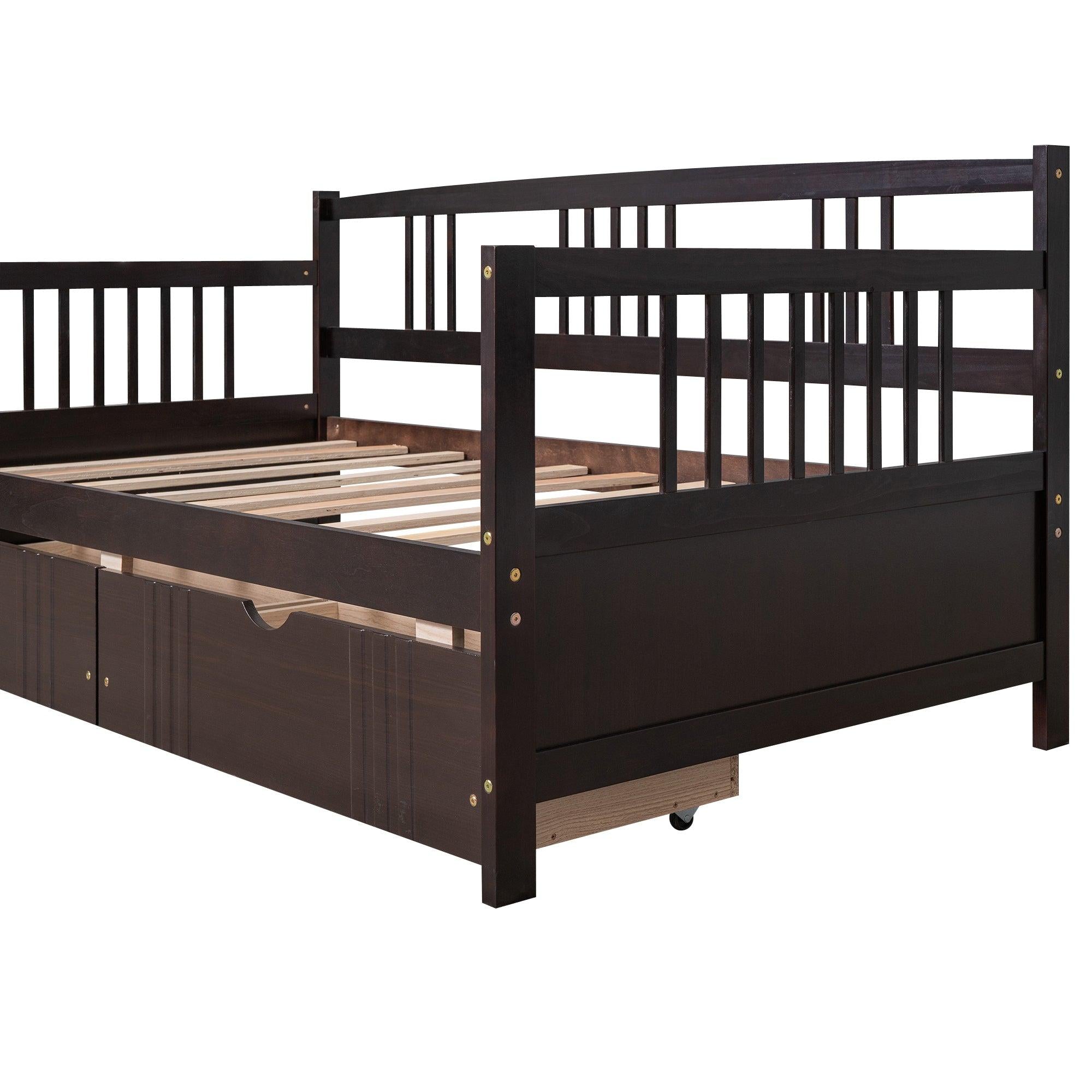 Twin Size Daybed Wood Bed with Two Drawers,Espresso