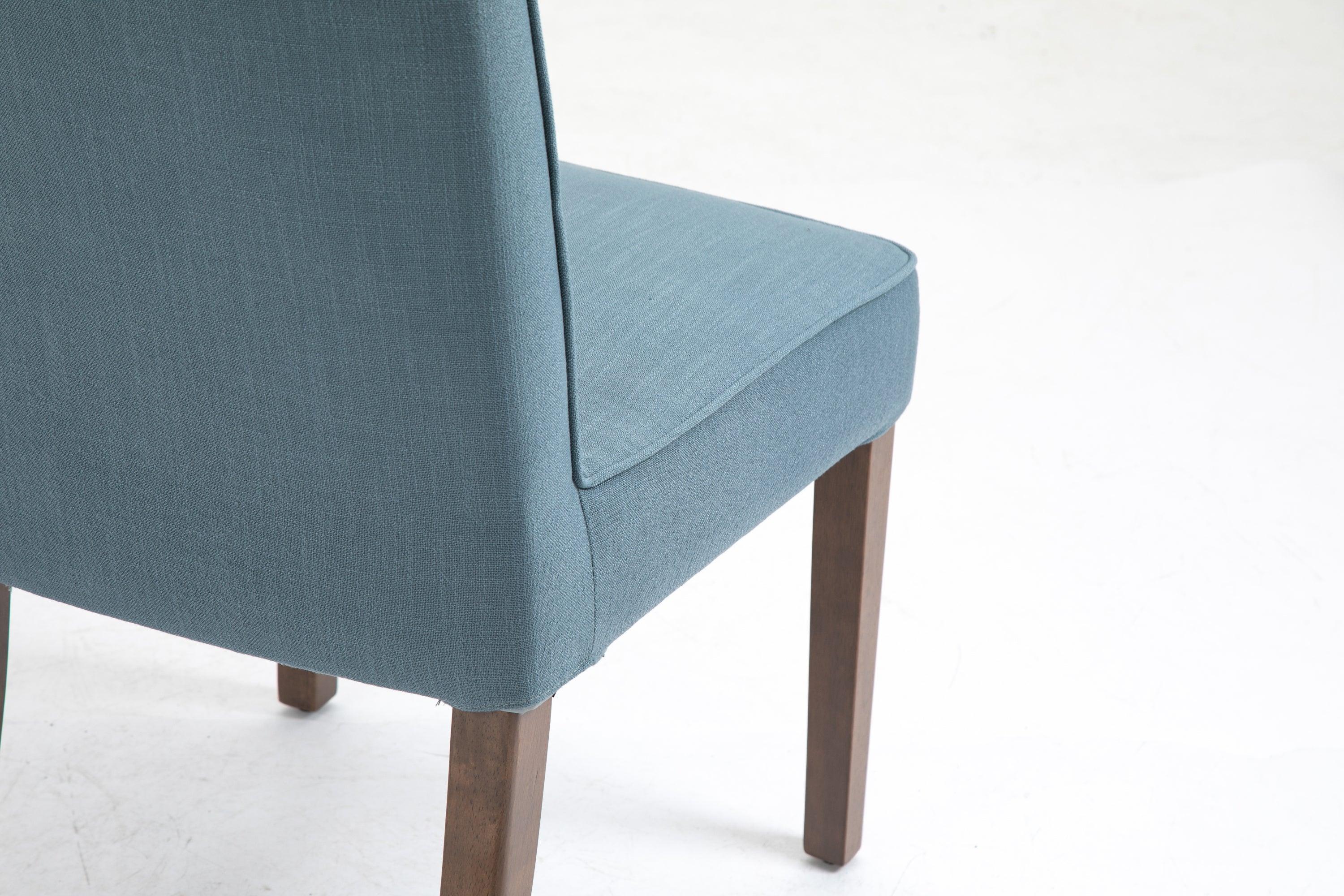 Cover Removable Interchangeable and Washable Blue Linen Upholstered Parsons Chair with Solid Wood Legs 2 PCS