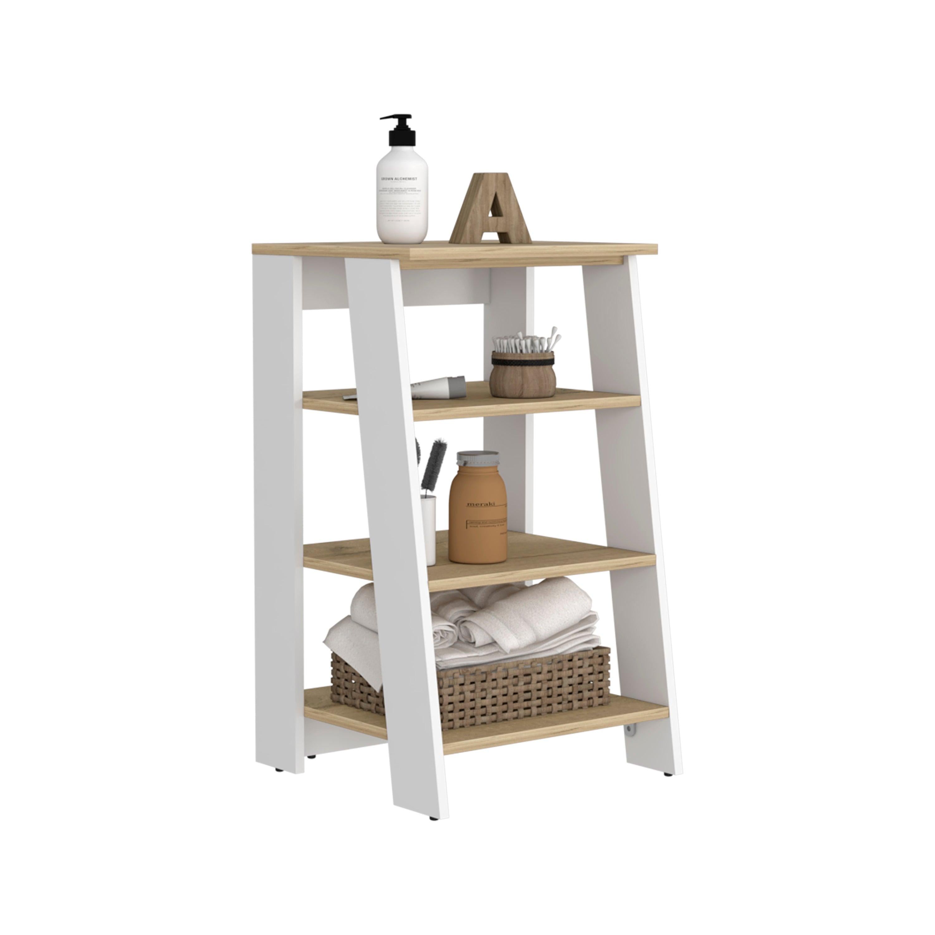 Nashua 4-Shelf Linen Cabinet Light Oak and White