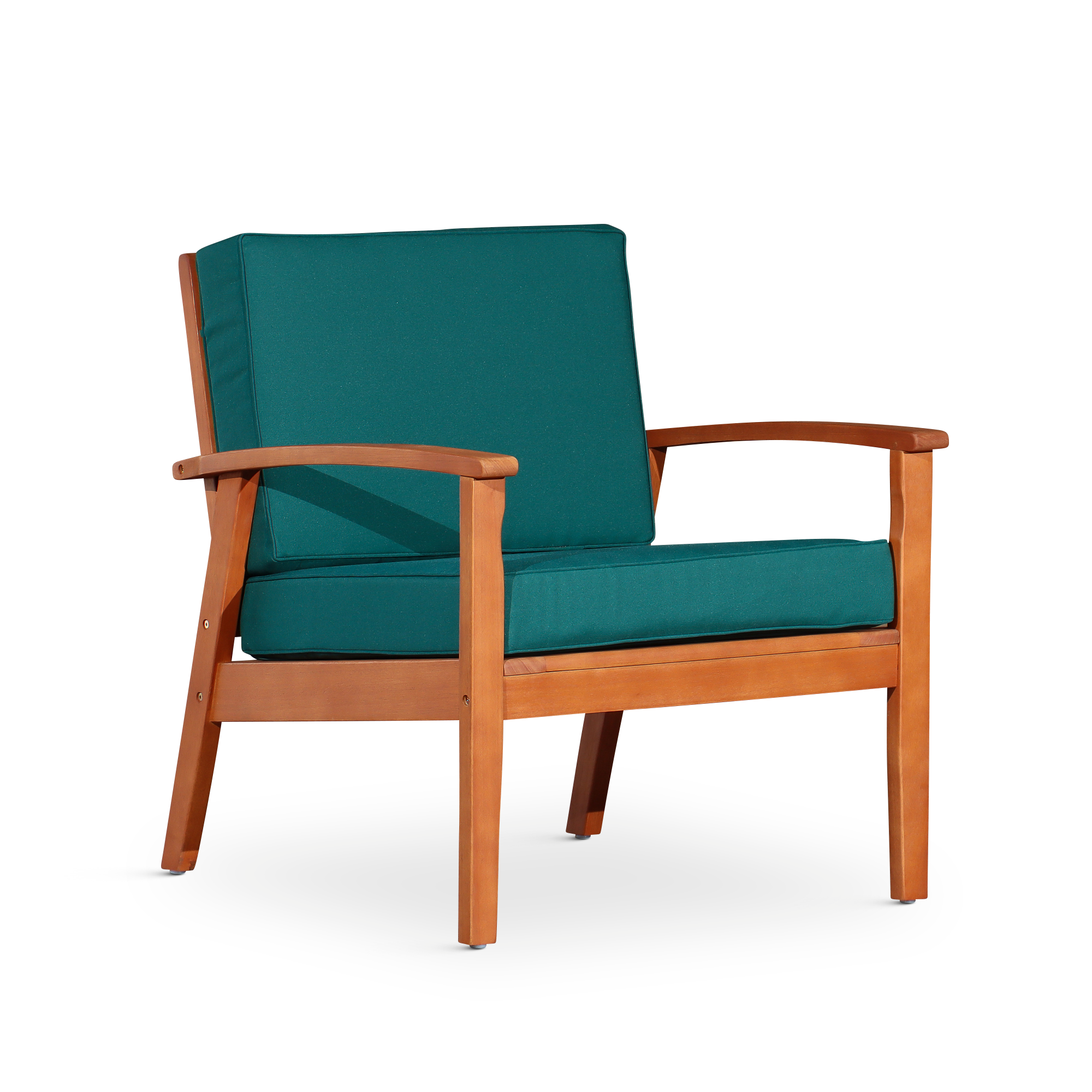 Deep Seat Eucalyptus Chair -  Natural Oil Finish -  Dark Green Cushions image