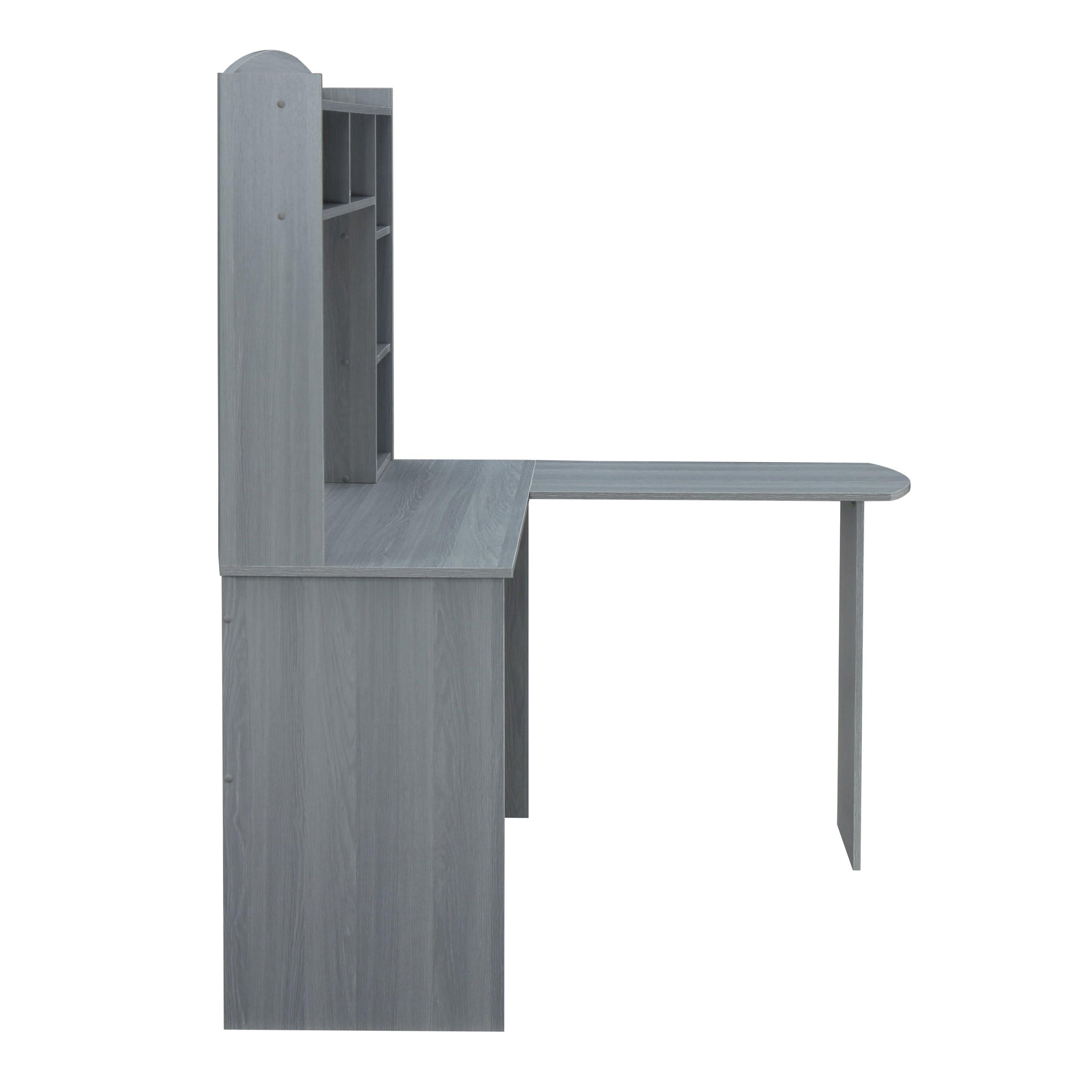 Techni MobiliModern L-Shaped Desk with Hutch, Grey