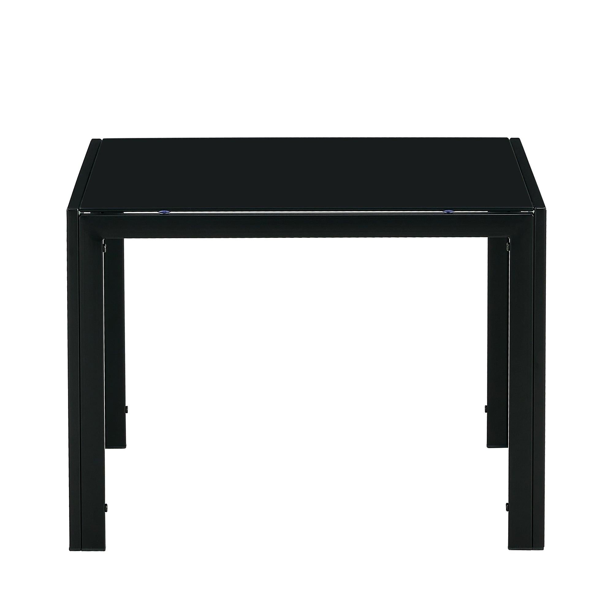 Coffee Table Set of 2, SquareModern Table with Tempered Glass Finish for Living Room,Black