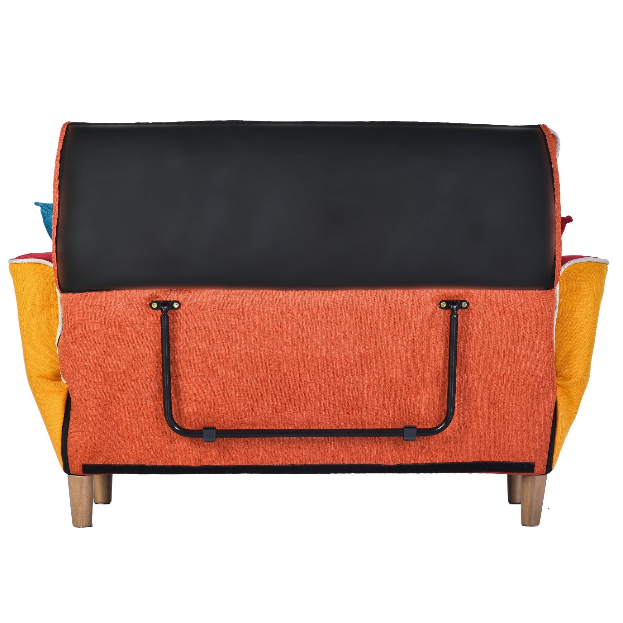 Small Space Colorful Sleeper Sofa, Solid Wood Legs