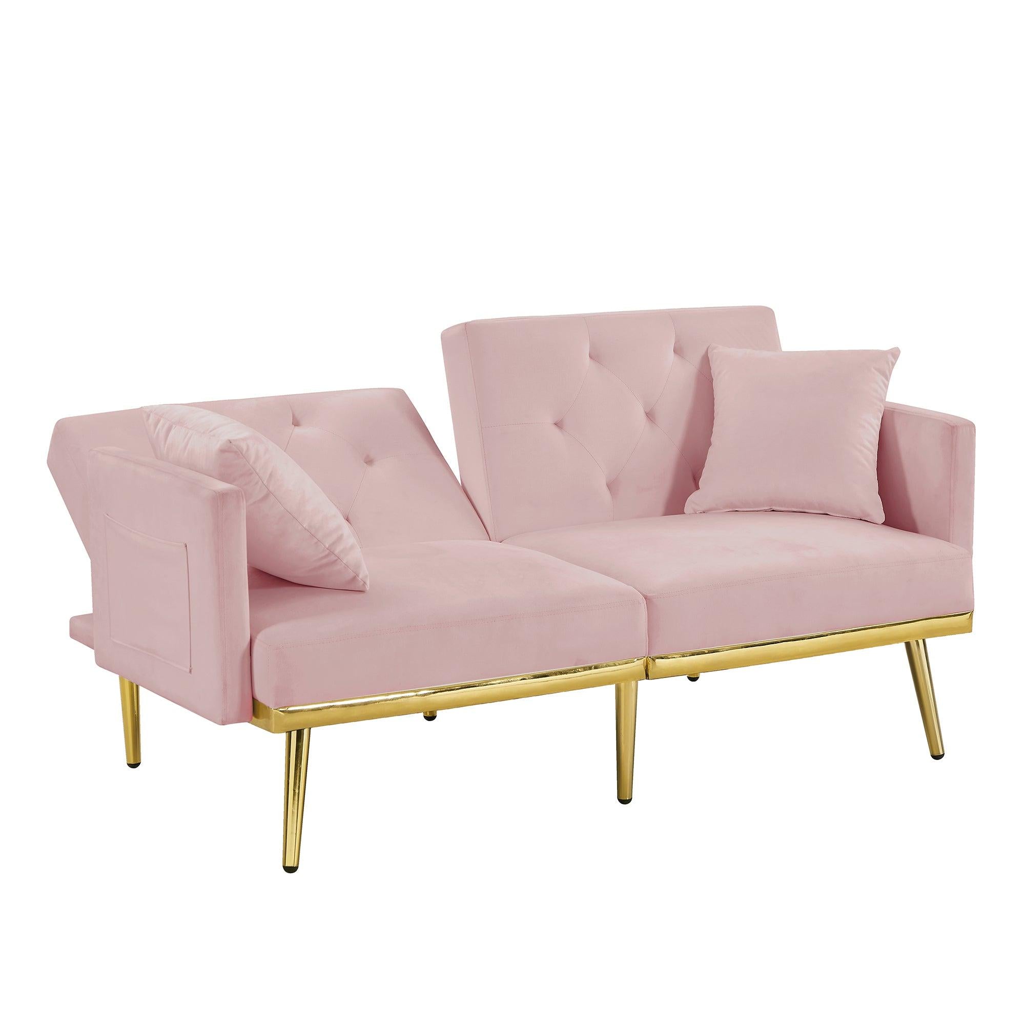 PINK VELVET SOFA BED