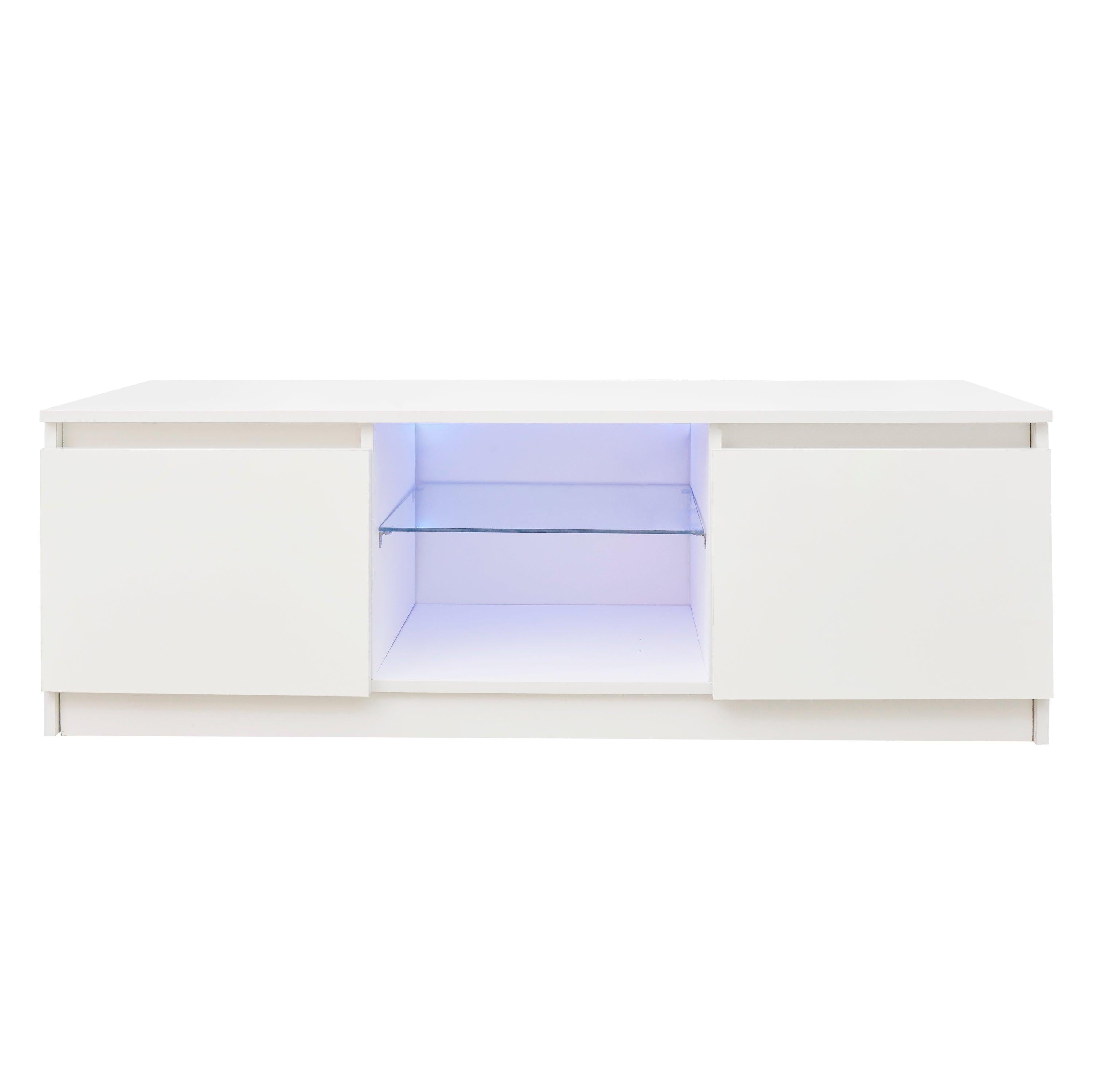 TV Cabinet Wholesale, White TV Stand with Lights,Modern LED TV Cabinet withStorage Drawers, Living Room Entertainment Center Media Console Table