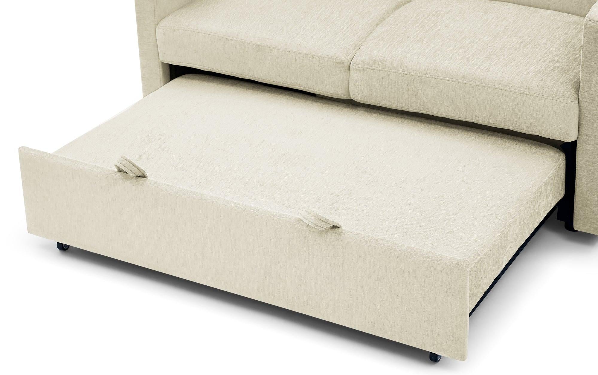 Loveseats Sofa Bed with Pull-out Bed，Adjsutable Back and Two Arm Pocket，Beige （54.5“x33”x31.5“）