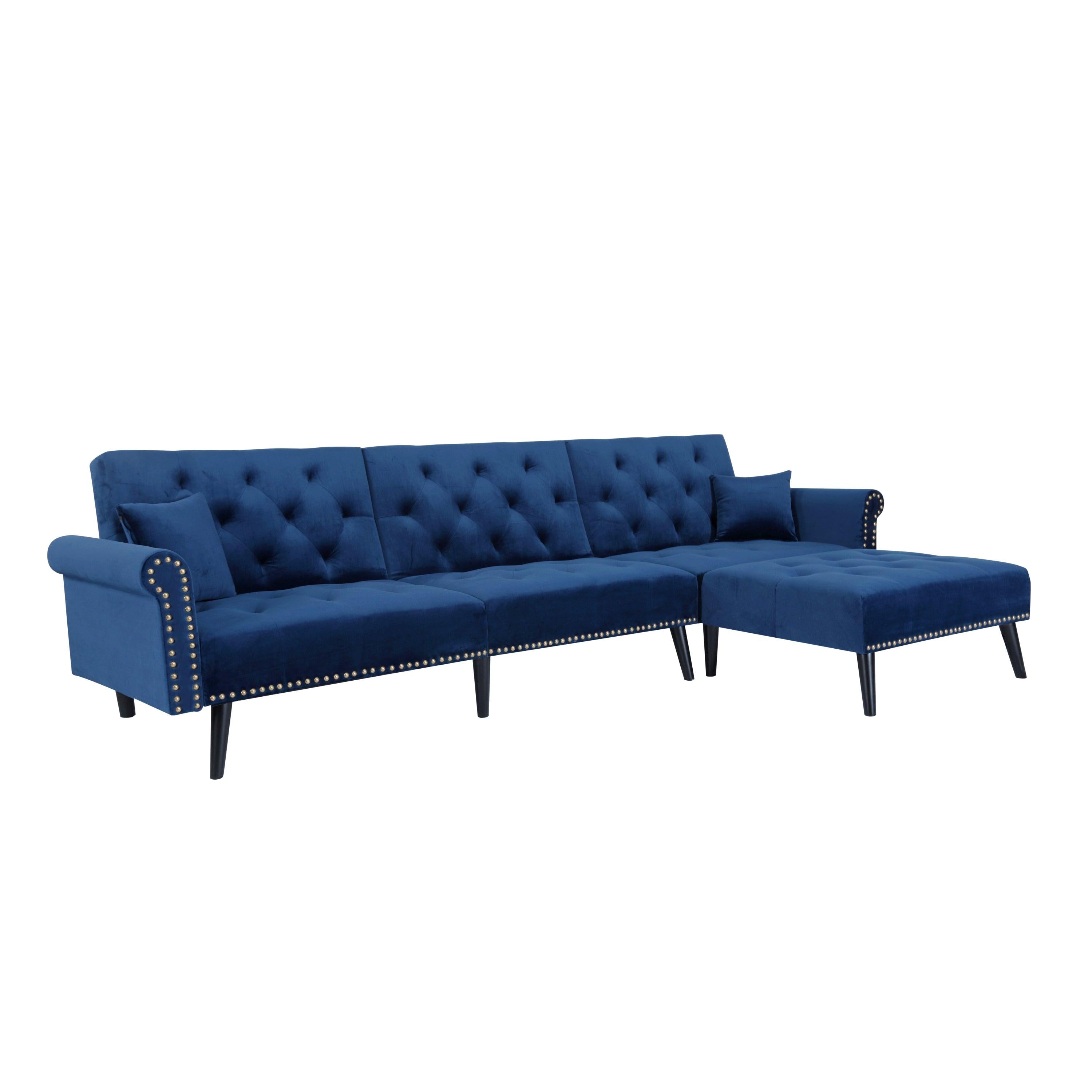 Convertible Sofa bed sleeper Navy Blue velvet （W223S00007、W223S00144、W223S00459、W223S00871、W223S00709、W223S00436、W223S01591、W223S00429。Size difference, See Details in page.）