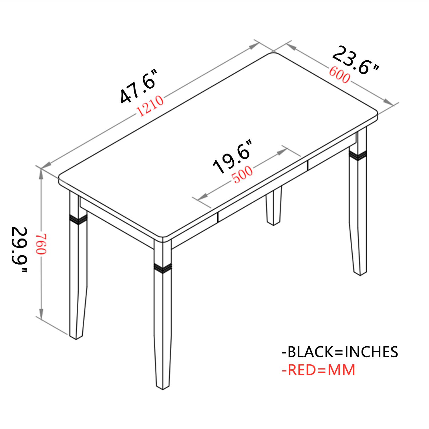 Home Office Desk Large Computer Desk Study Desk Writing Table Workstation with Solid Wood Legs & 1 Drawer