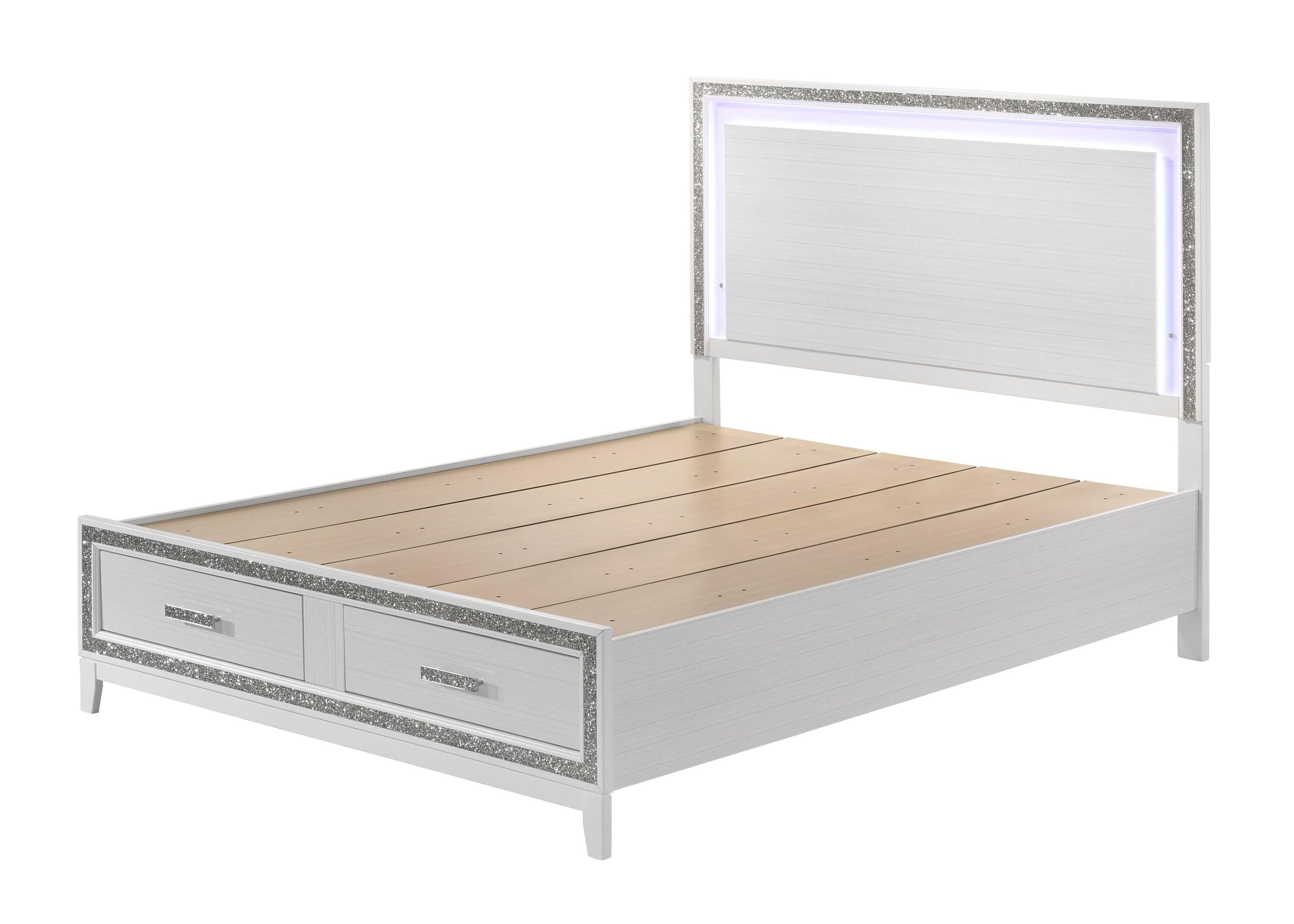 ACME Haiden QUEEN BED W/STORAGE LED & White Finish BD01425Q