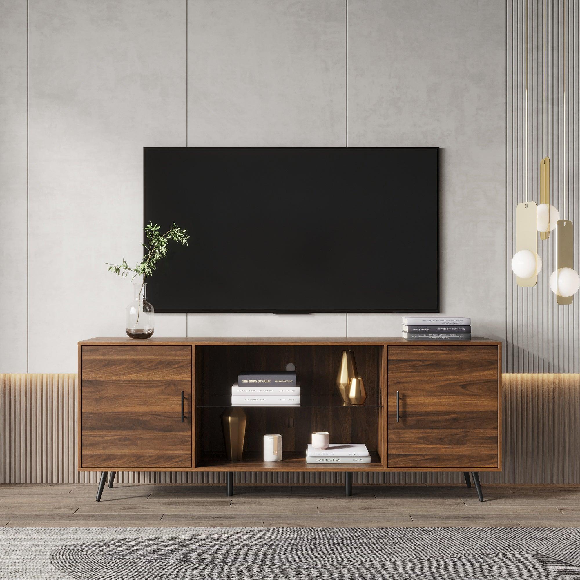 TV Stand Mid-Century WoodModern Entertainment Center AdjustableStorage Cabinet TV Console for Living Room image