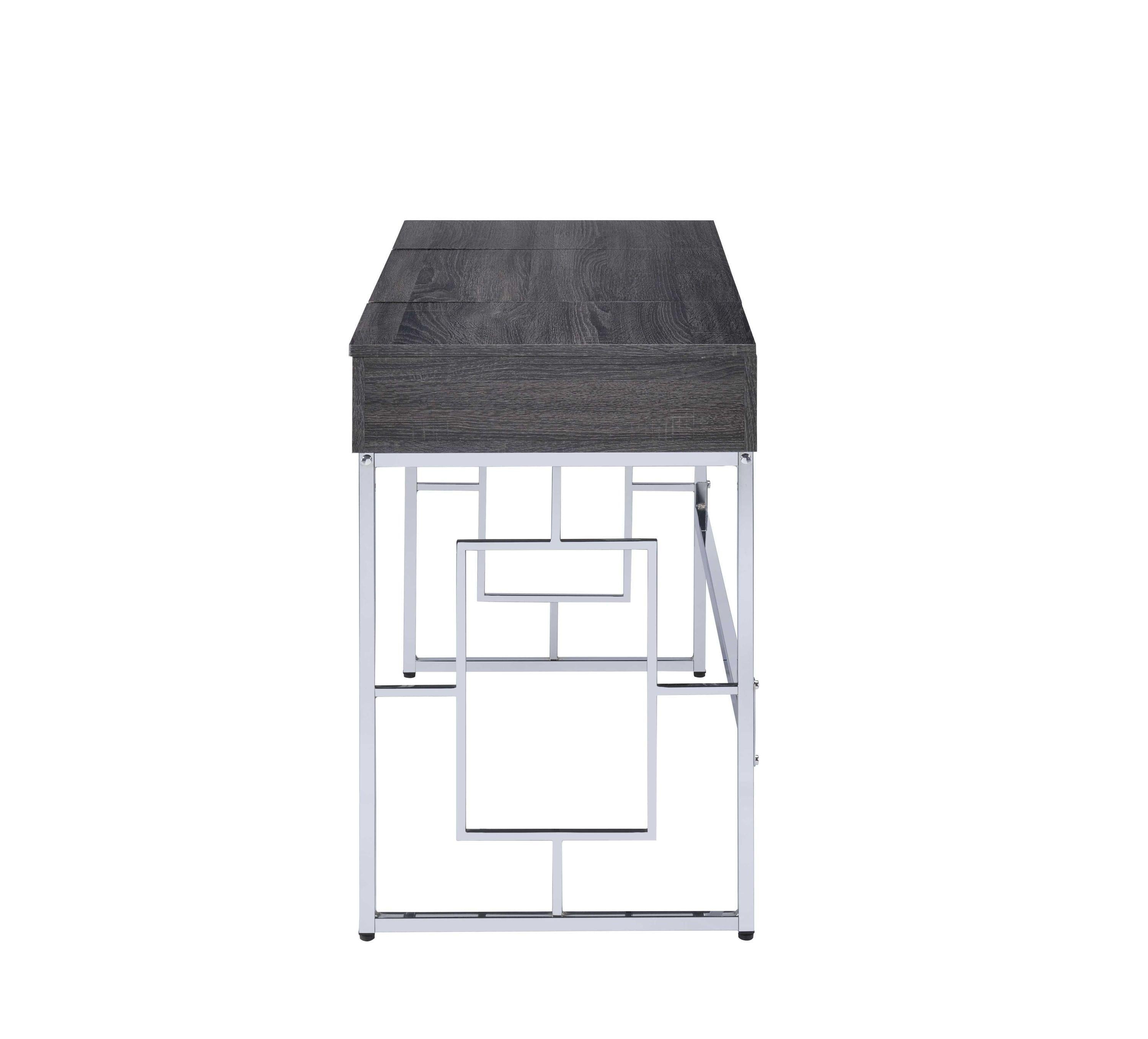 ACME Saffron Vanity Desk in Black Oak & Chrome 90317