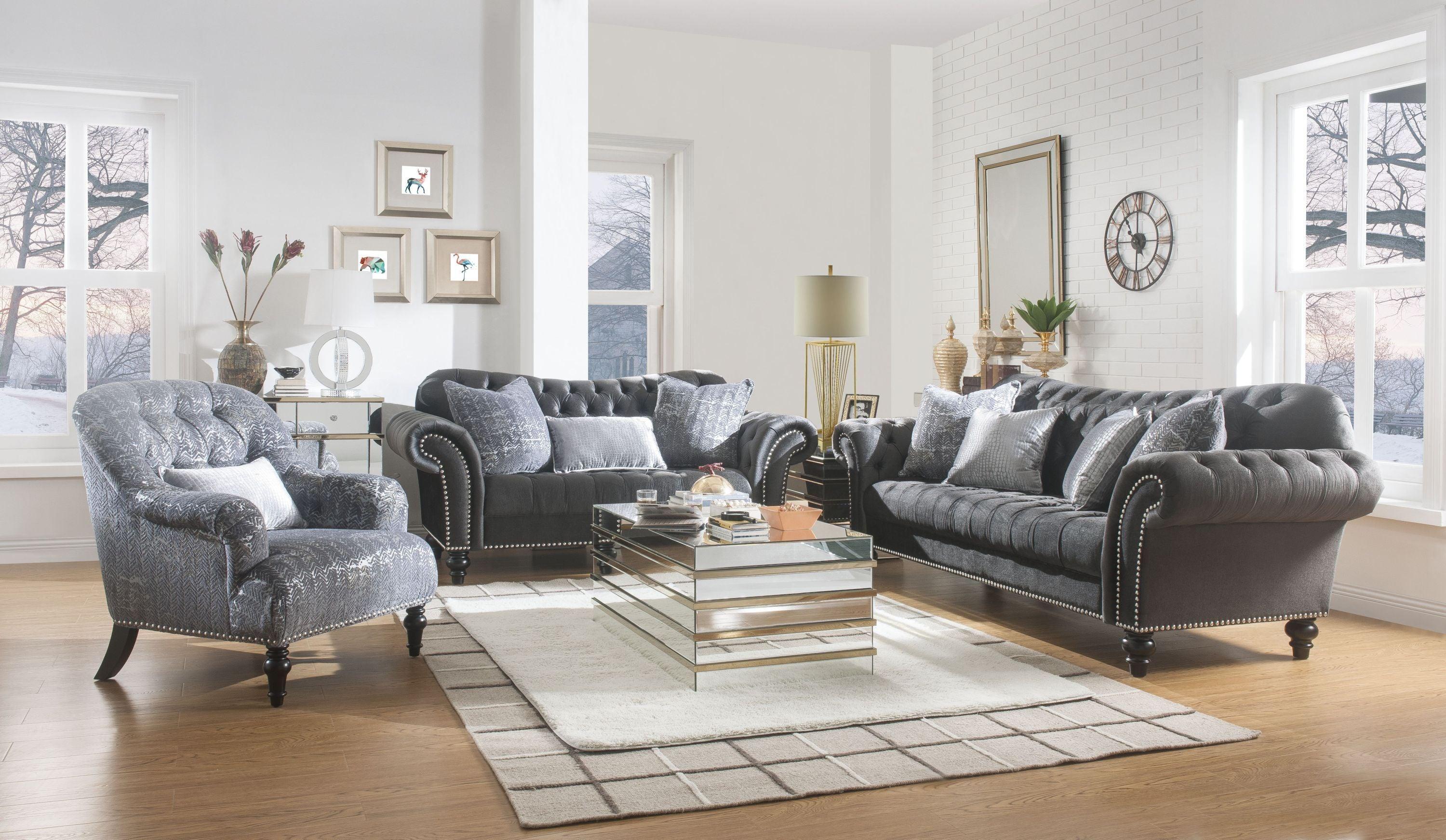 ACME Gaura Sofa w/4 Pillows in Dark Gray Velvet 53090