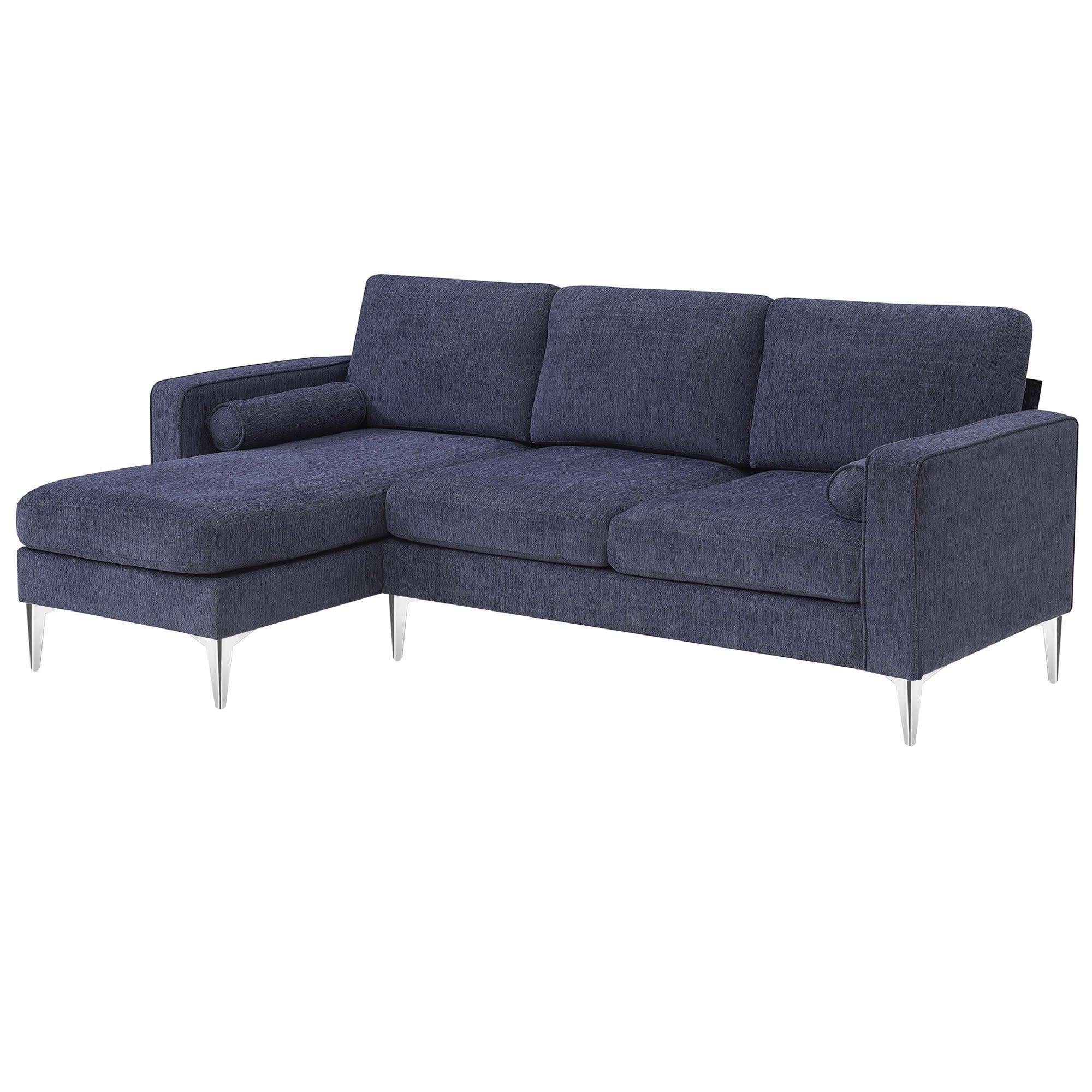 86" Convertible Sectional Sofa,Modern Chenille Fabric Sectional Sofa,  L-Shaped Couch 3-Seat Sofa Sectional with Reversible Chaise (2 Pillows)