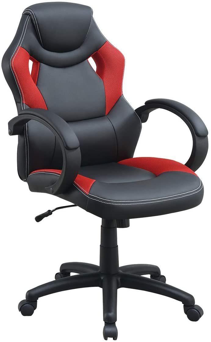 Office Chair Upholstered 1pc Cushioned Comfort Chair Relax Gaming Office Work Black And Red Color