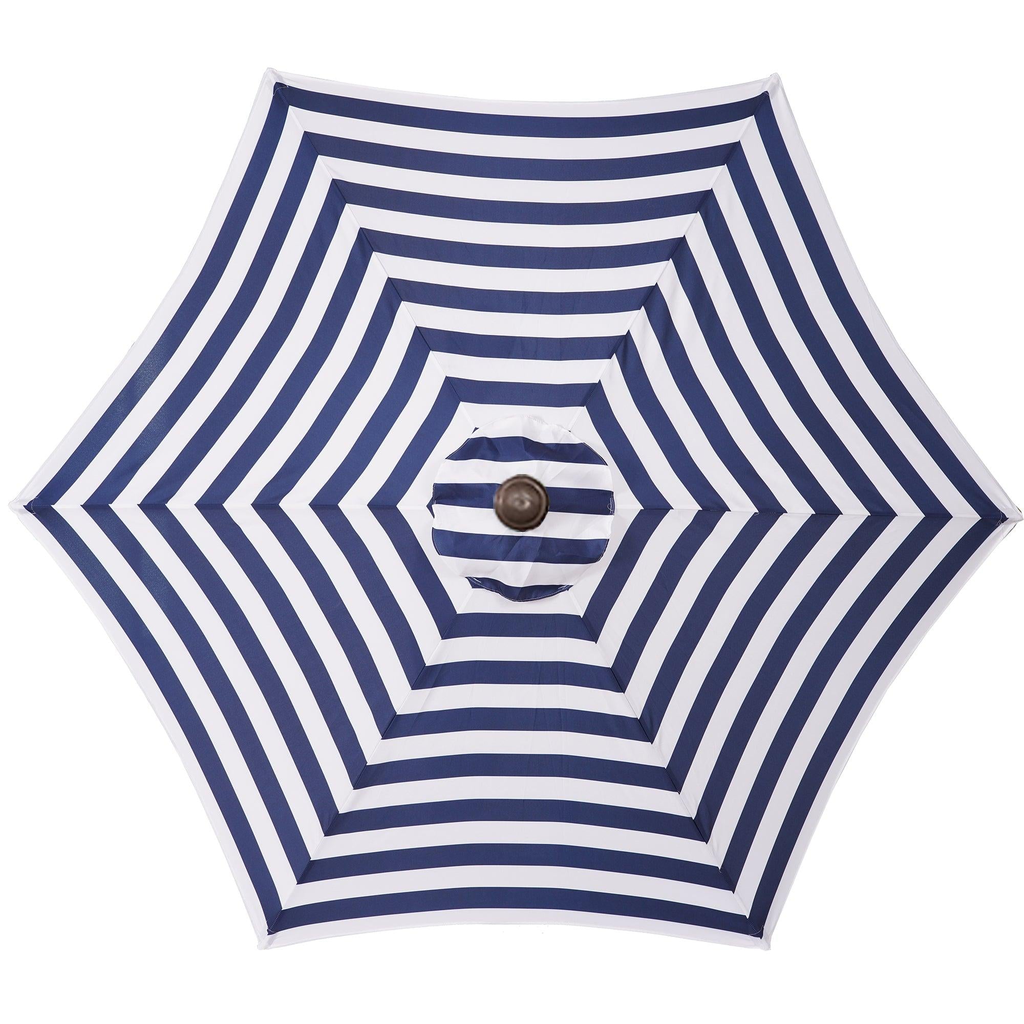 Outdoor Patio 8.6-Feet Market Table Umbrella With Push Button Tilt And Crank, Blue/White Stripes[Umbrella Base is not Included]