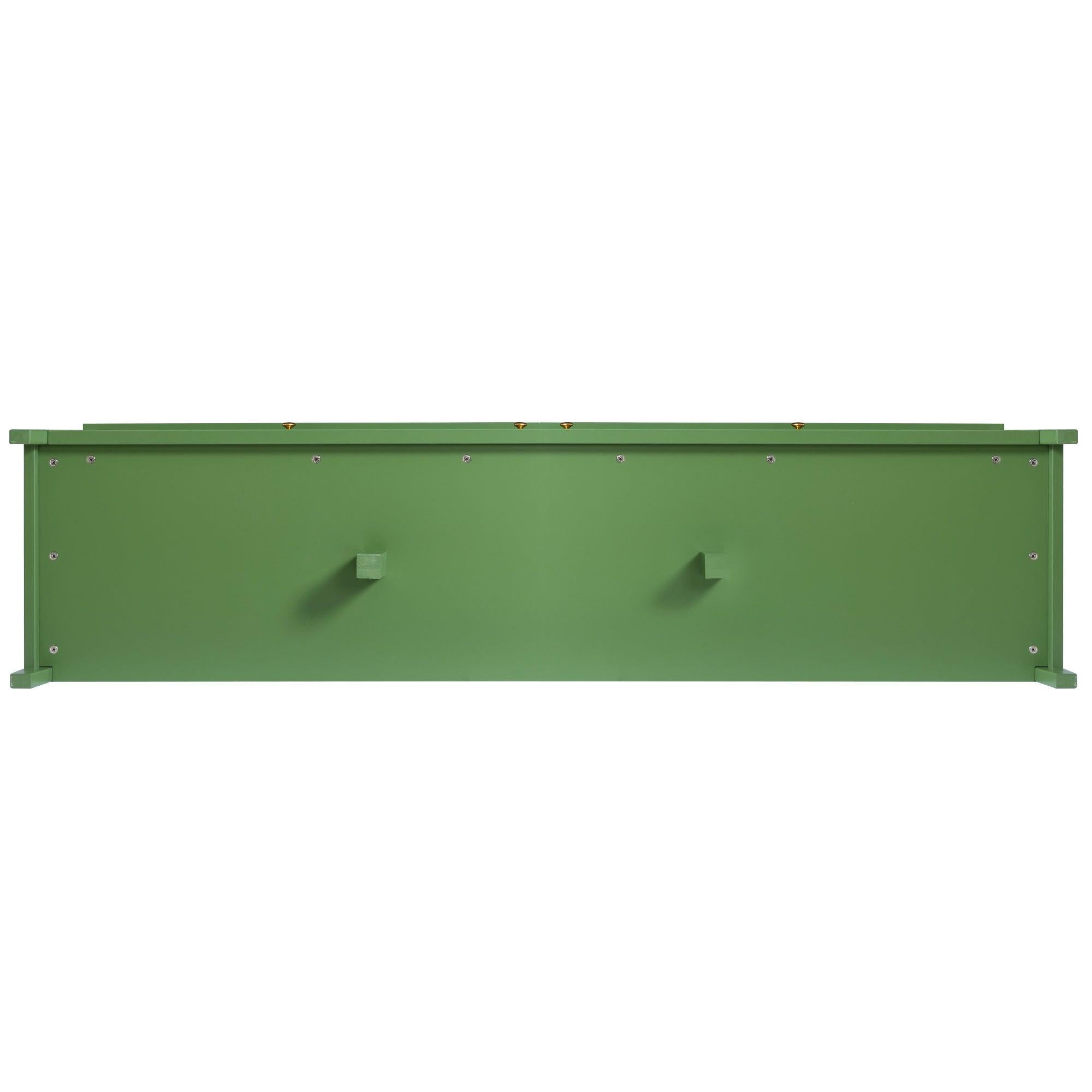 71-inch stylish TV cabinet, TV frame, TV stand，solid wood frame, Changhong glass door, antique green, can be placed in the children's room,bedroom， living room, wherever you need