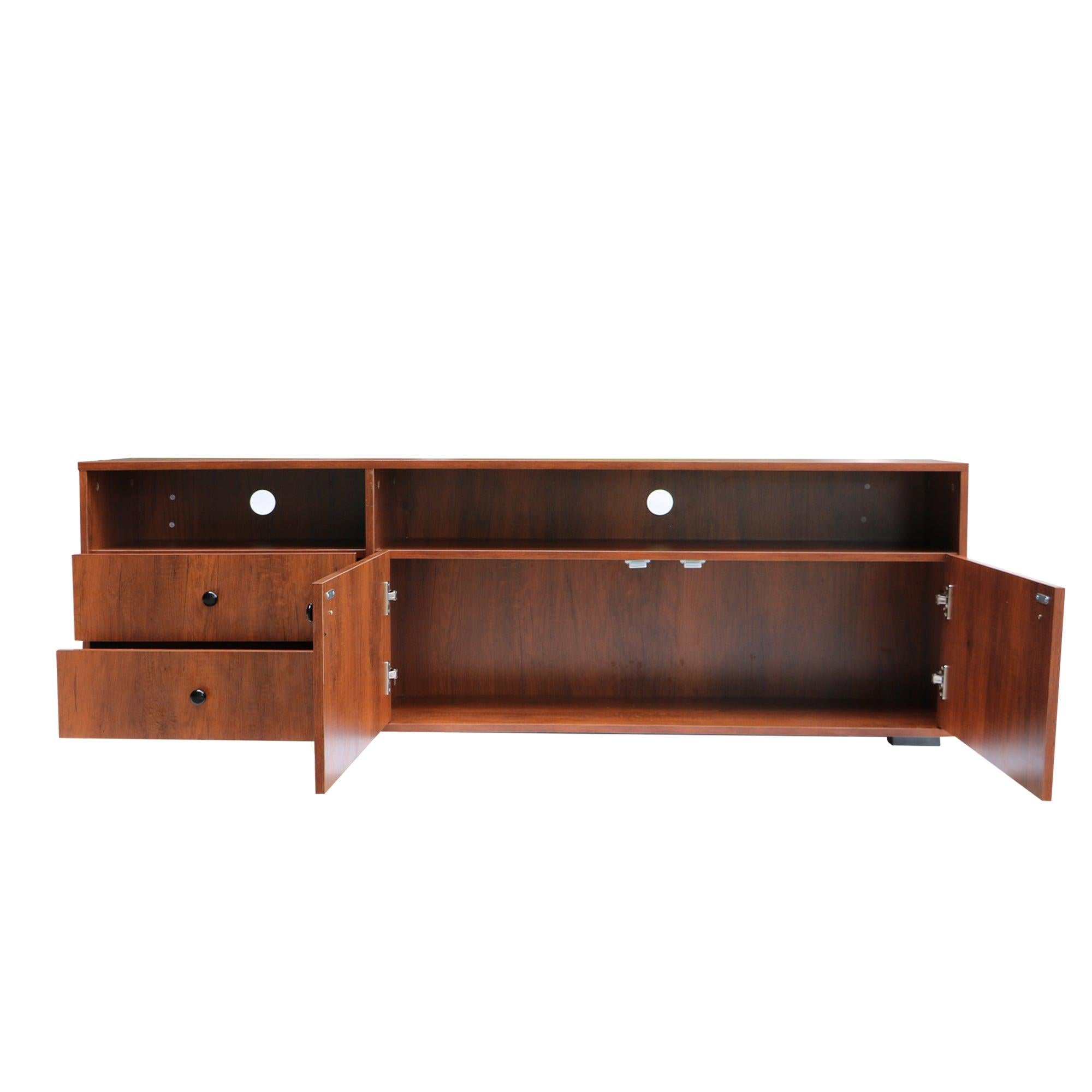 62.99 "Modern style multi-storage dark brown slide rail TV cabinet